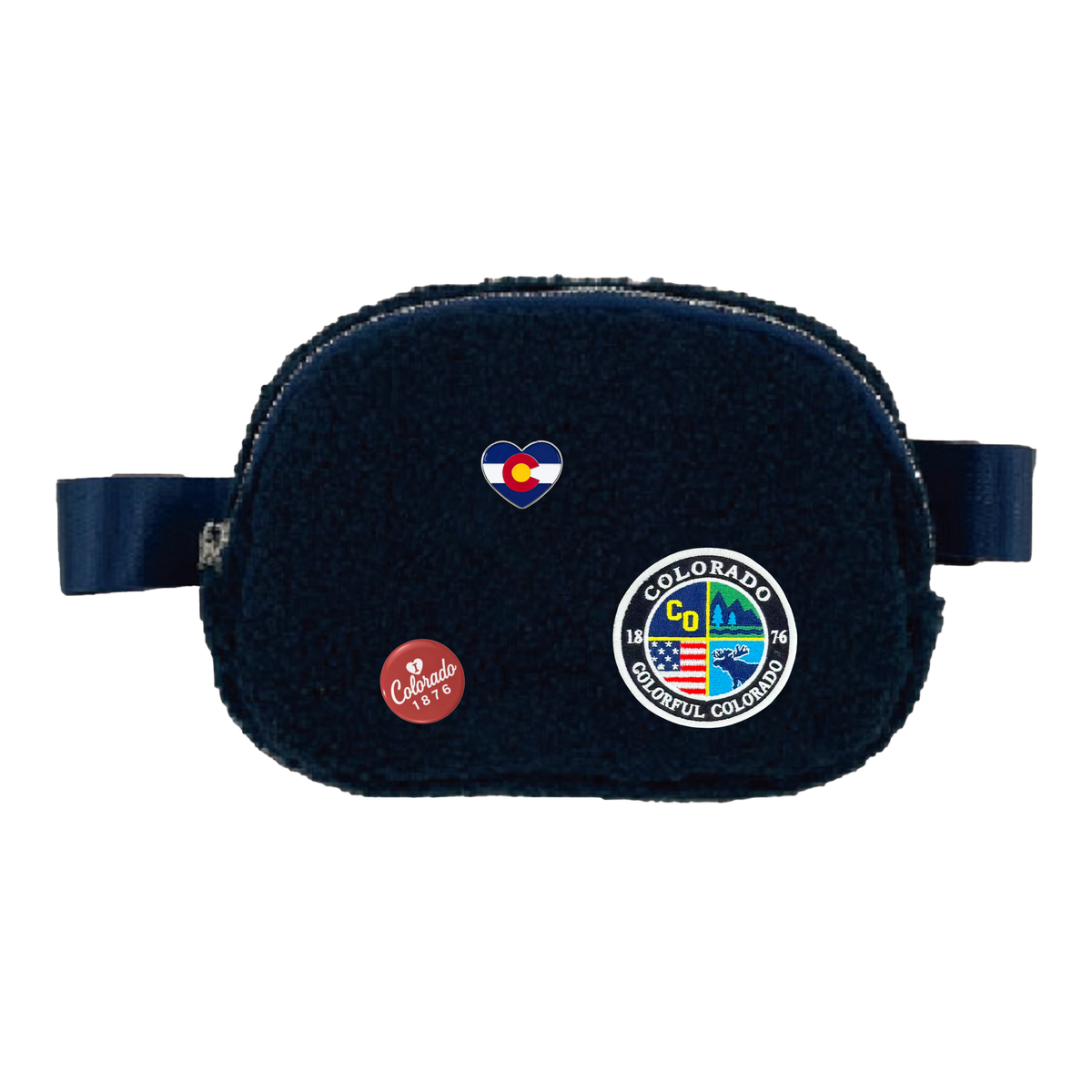 Colorado Sherpa Fleece Belt Bag with Adjustable Waist Strap for Travel & Everyday Adventures