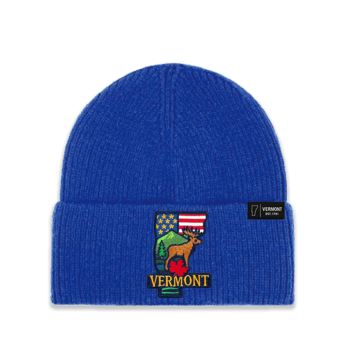 Vermont Patch Beanie | Embroidered State Map Winter Hat