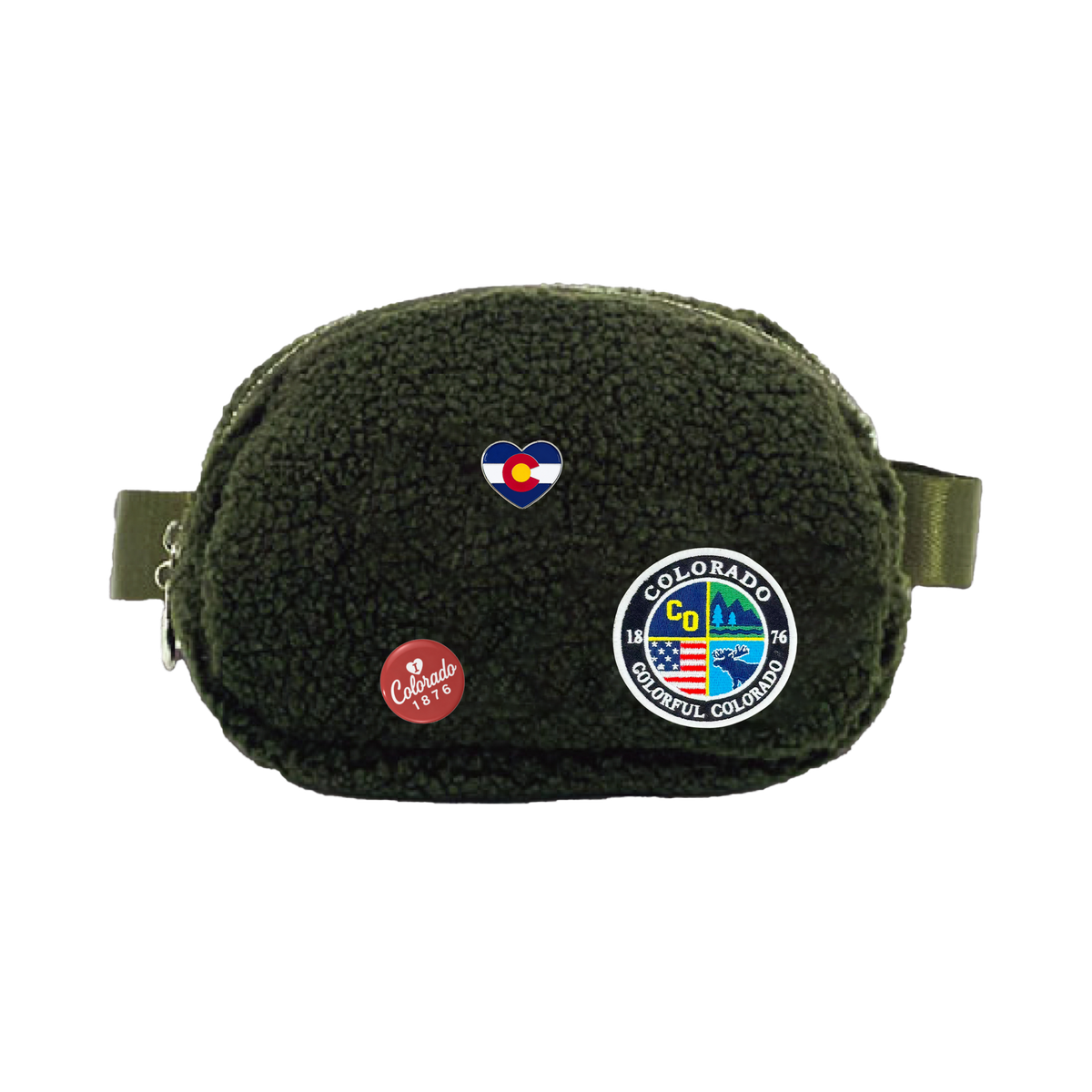 Colorado Sherpa Fleece Belt Bag with Adjustable Waist Strap for Travel & Everyday Adventures