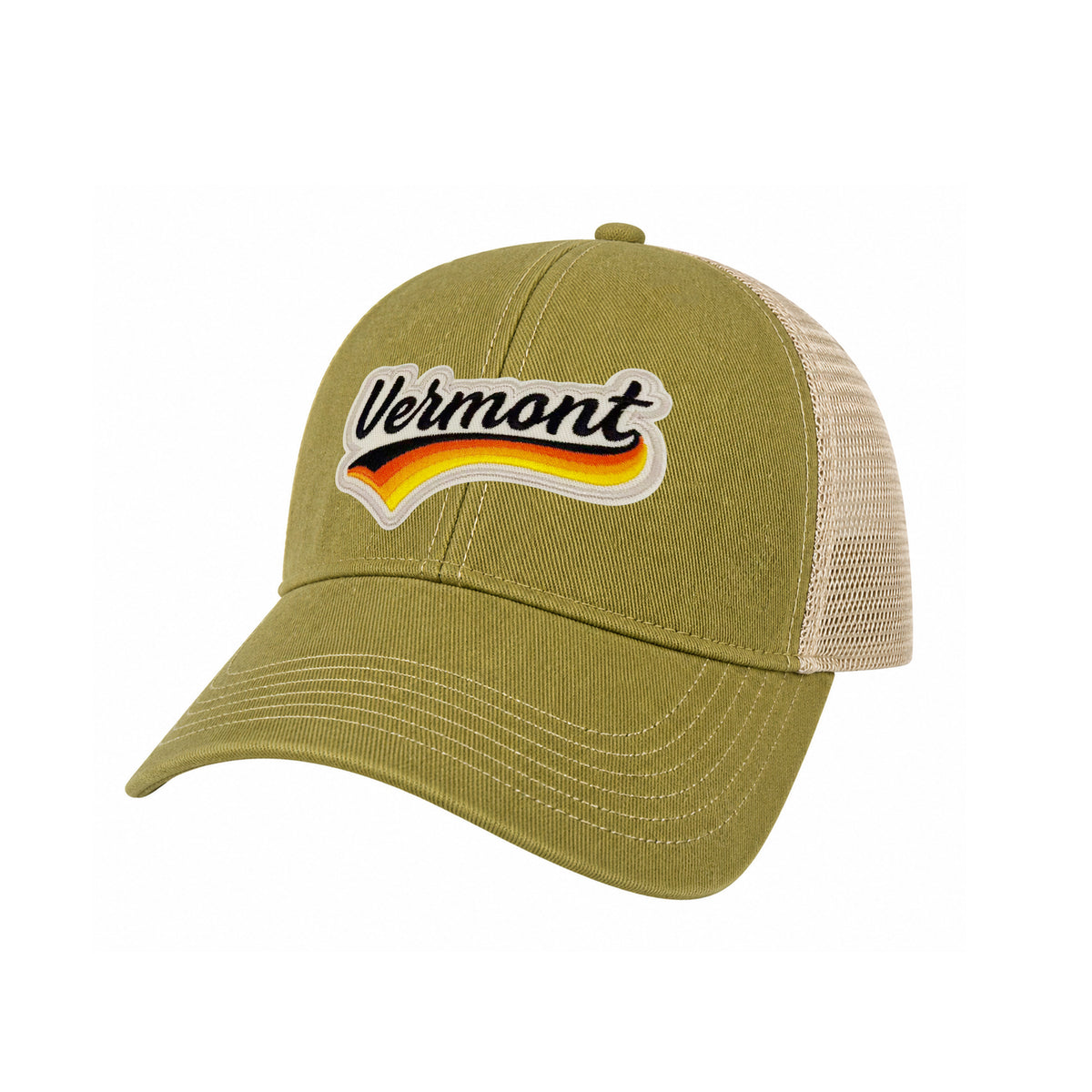 Vermont Vintage Dirty Washed Trucker Hat – Retro State Patch Mesh Snapback Baseball Cap