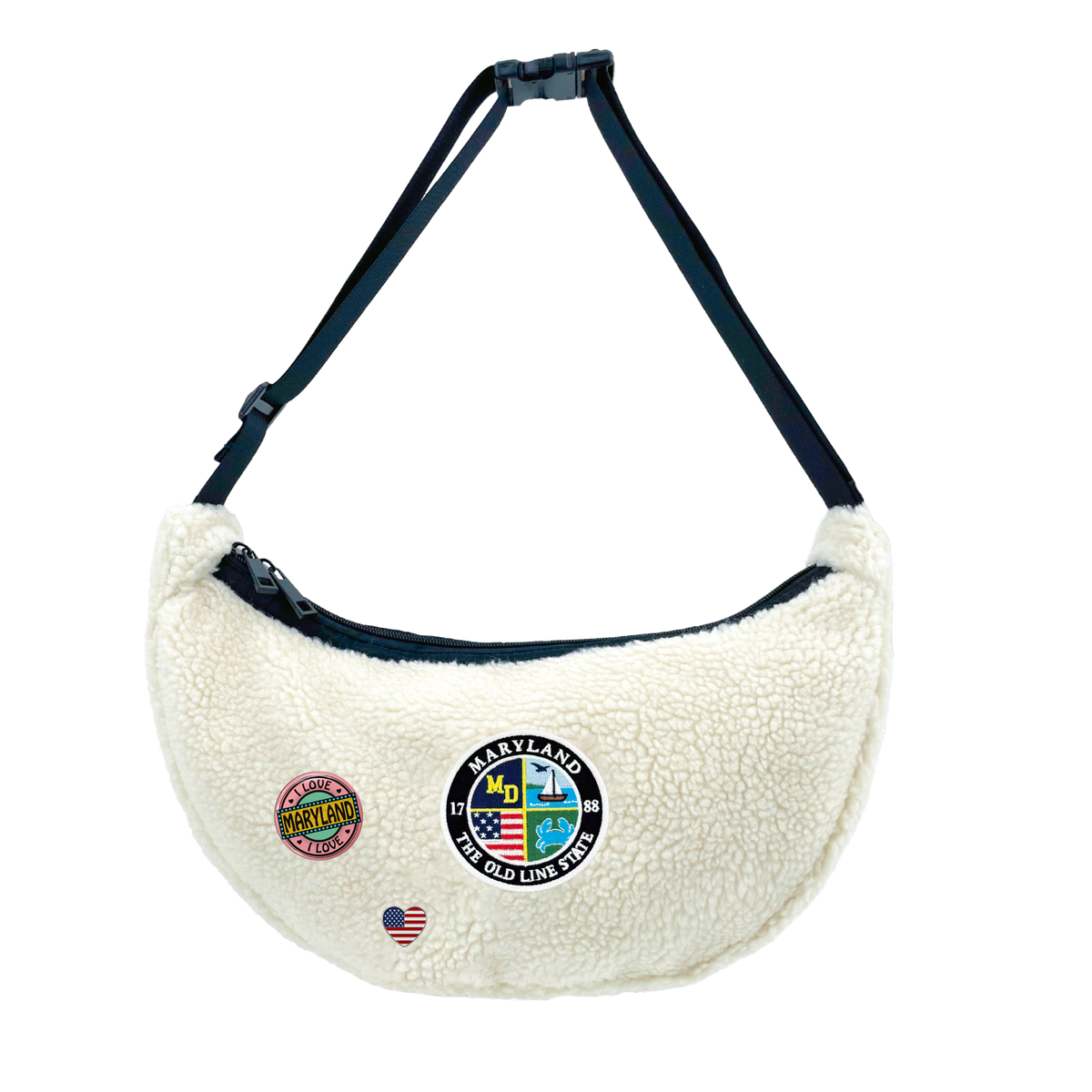 Maryland Sherpa Round Shoulder Bag | Cozy Fleece Crossbody Bag