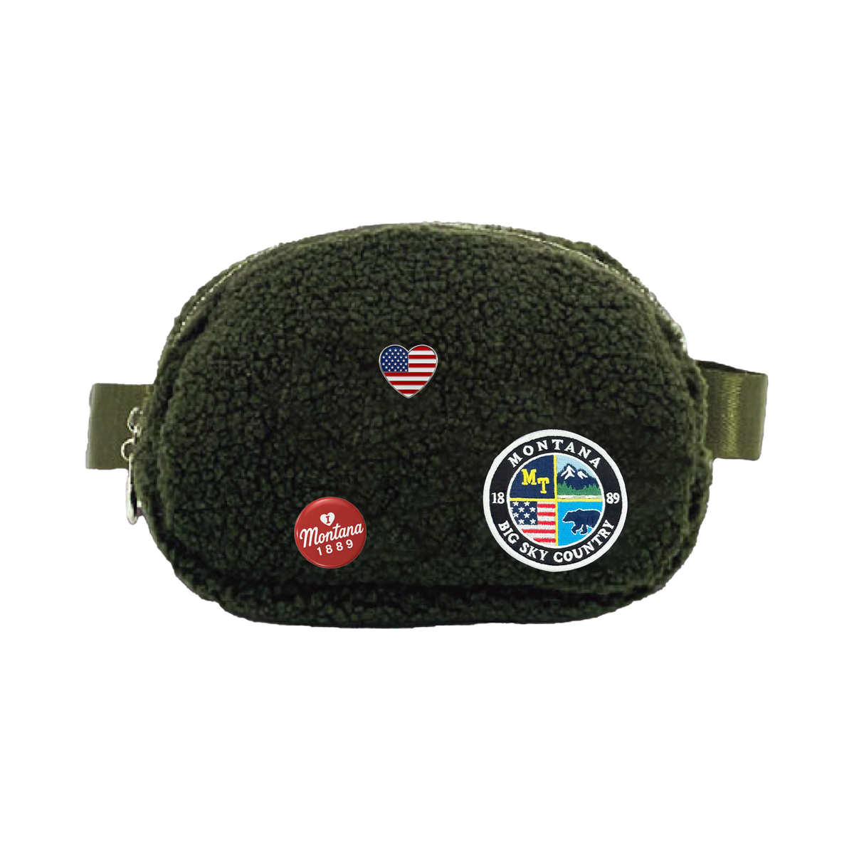 Montana Big Sky Sherpa Belt Bag - Cozy Fleece Travel Waist Bag