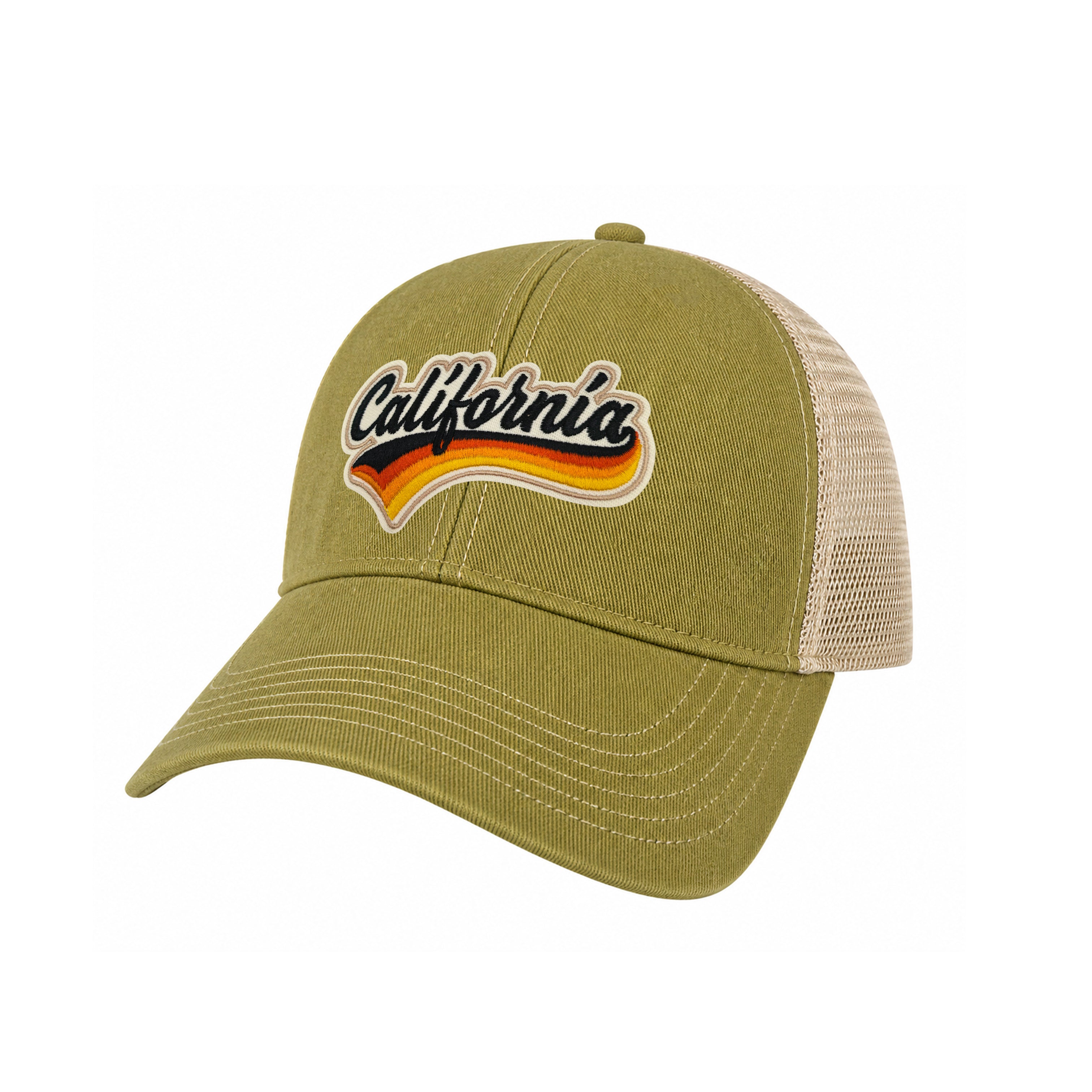 California Vintage Dirty Washed Trucker Hat – Retro State Patch Mesh Snapback Baseball Cap