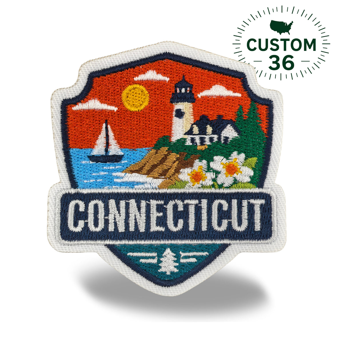 Connecticut Travel Iron-on Embroidered Patch | New England Souvenir Patch for Hats, Jackets & Backpacks
