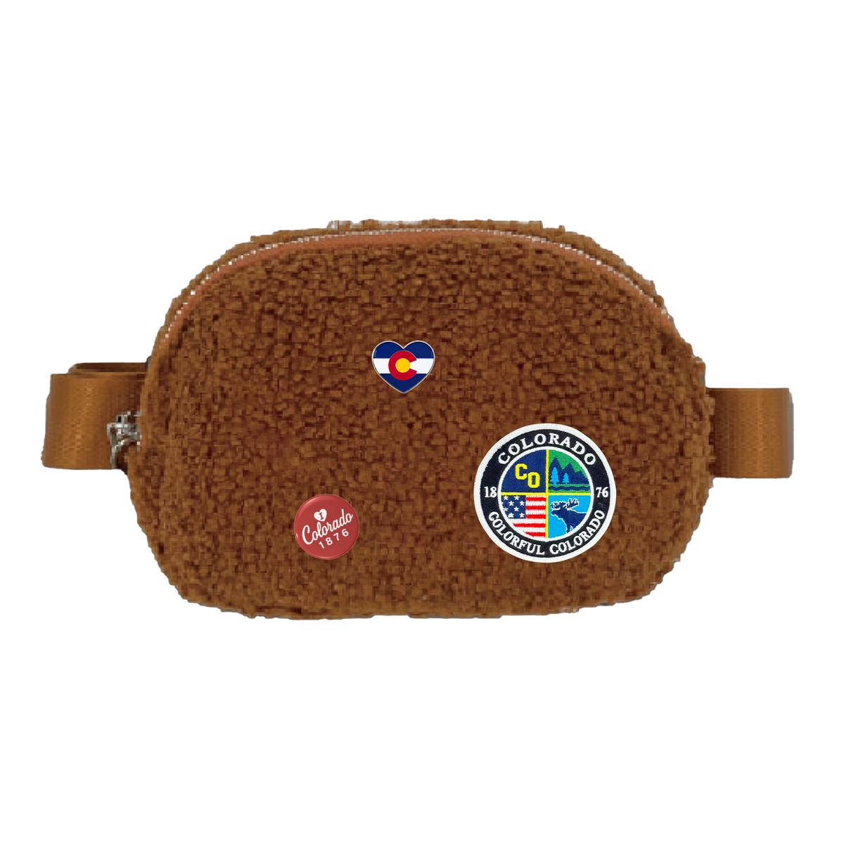 Colorado Sherpa Fleece Belt Bag with Adjustable Waist Strap for Travel & Everyday Adventures