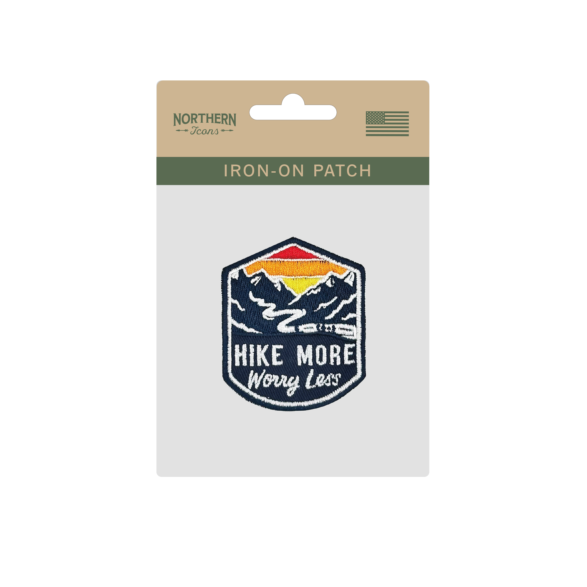 Hike More Worry Less Iron On Embroidery Patch