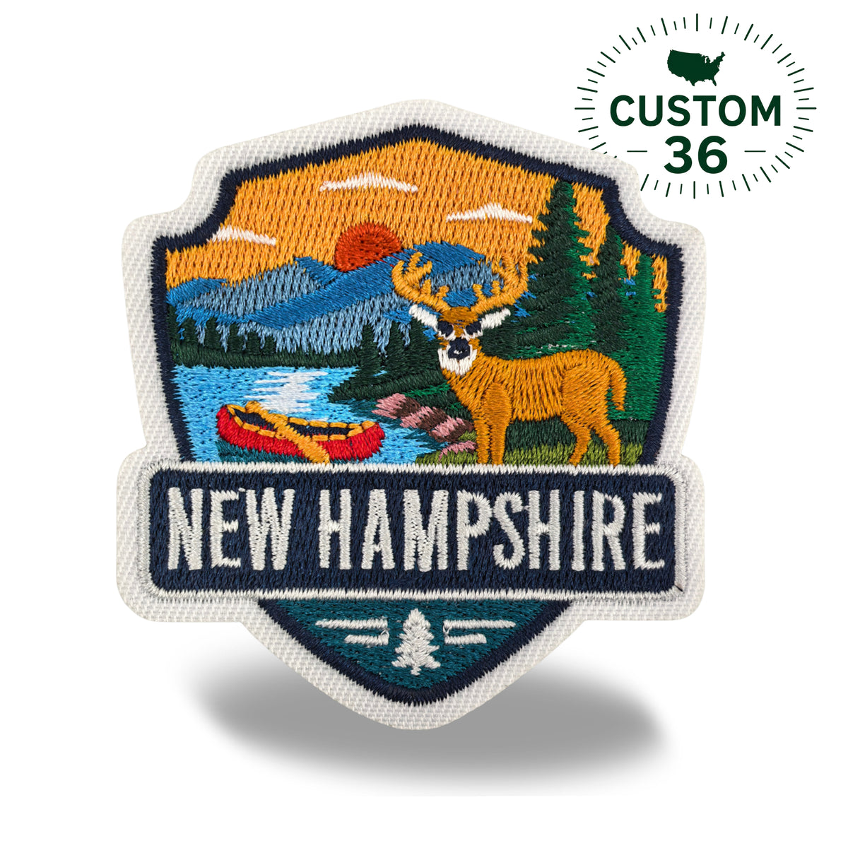 New Hampshire State Embroidered Iron-on Patch | Outdoor Adventure Souvenir Patch for Hats, Jackets & Backpacks