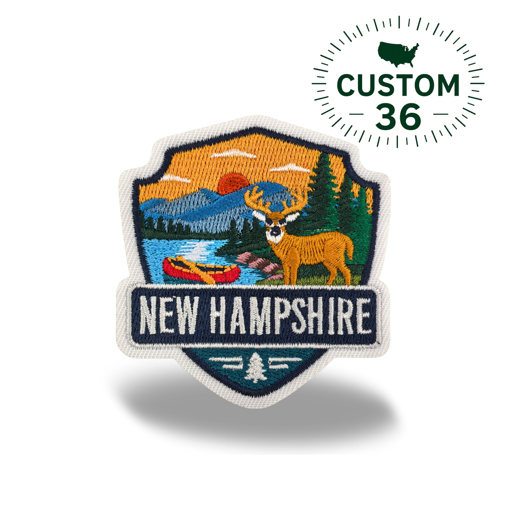 New Hampshire State Embroidered Iron-on Patch | Outdoor Adventure Souvenir Patch for Hats, Jackets & Backpacks