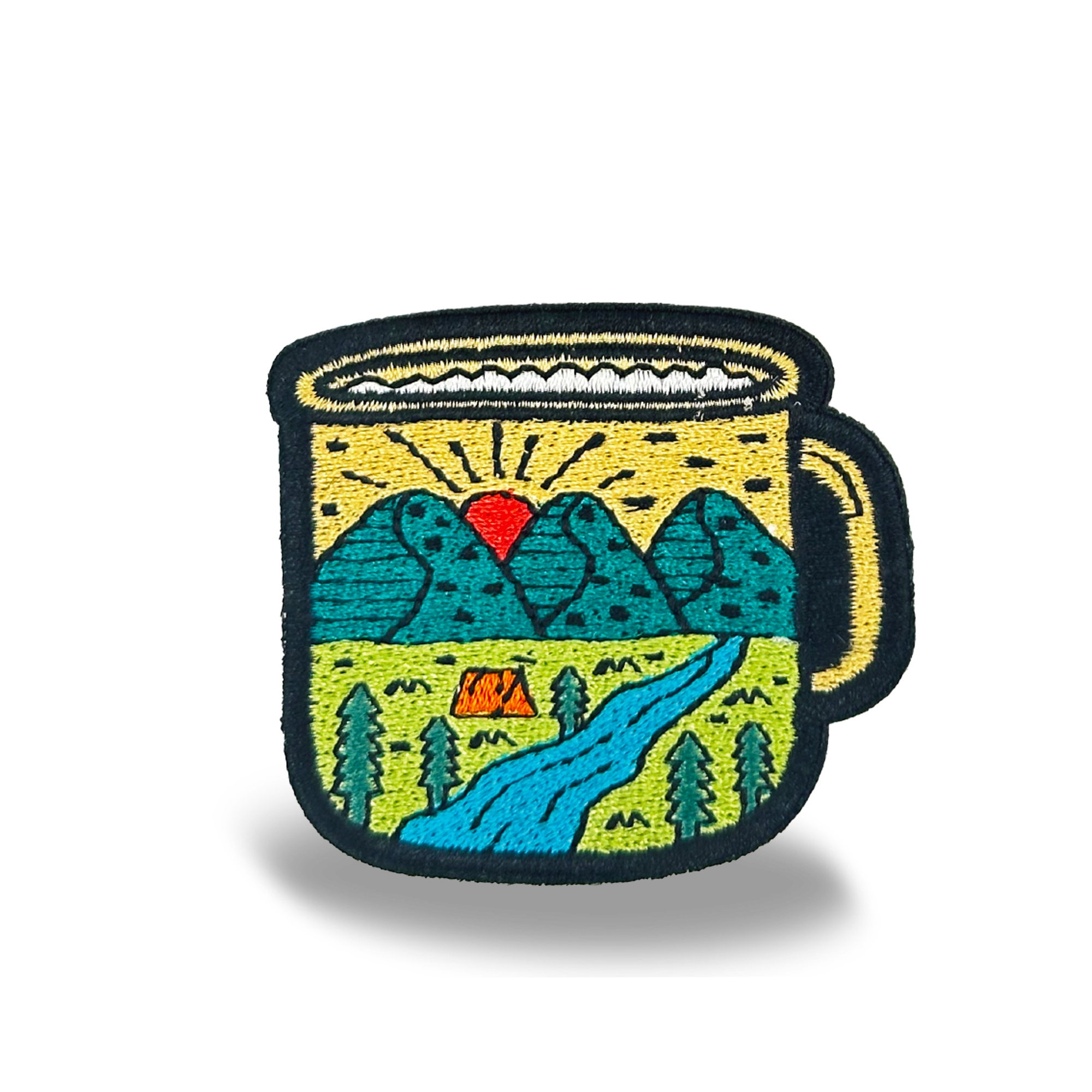 Campfire Mug Scenic Iron On Embroidery Patch