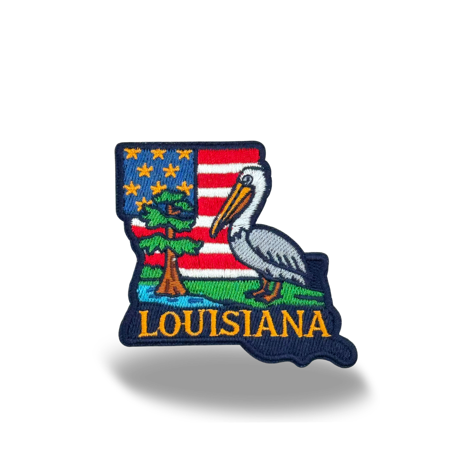 Louisiana State Embroidered Patch State Shape Pelican Heritage Badge