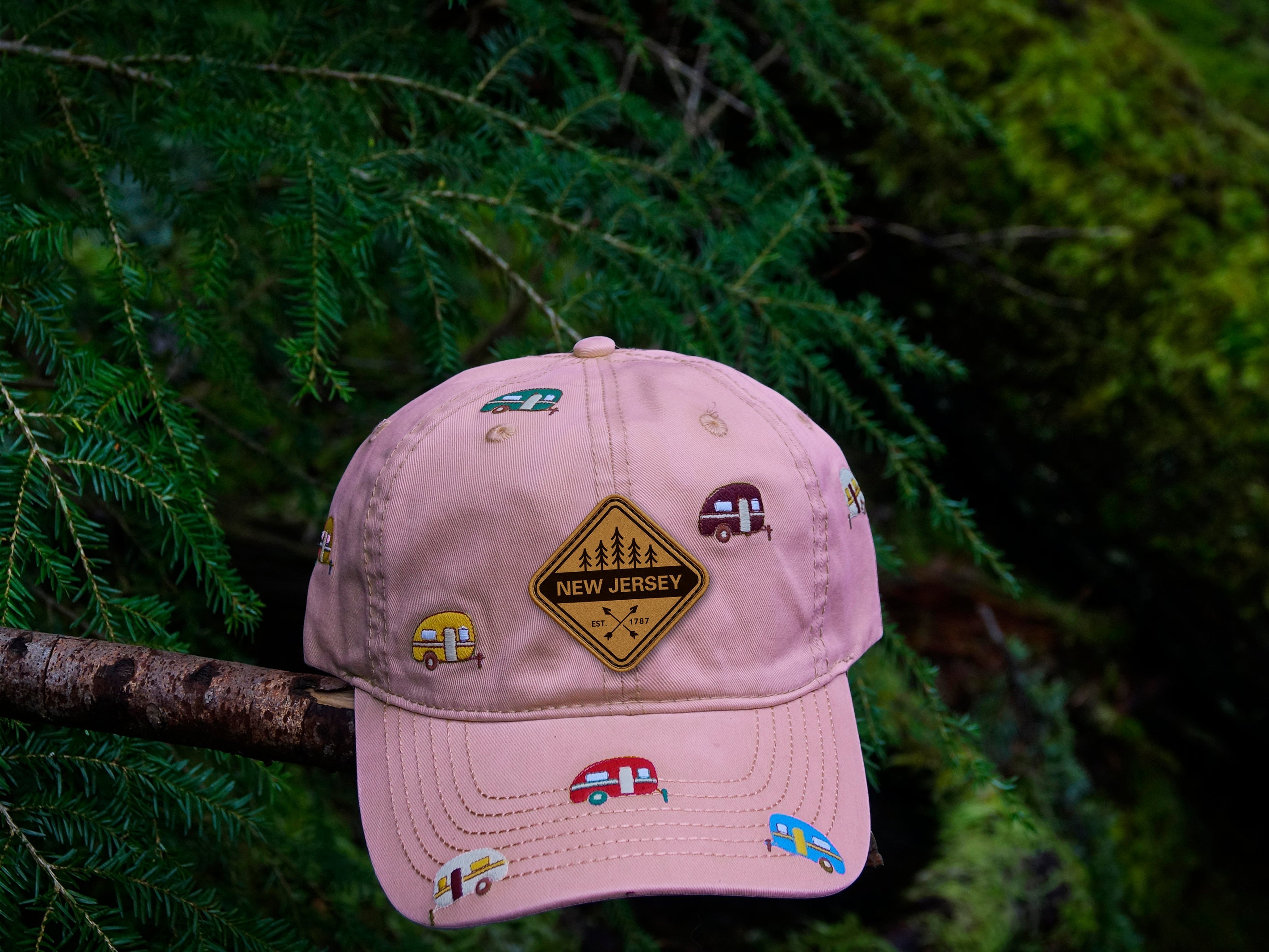 New Jersey Camper Embroidered Baseball Cap ¨C Outdoor Road Trip Travel Adventure Hat