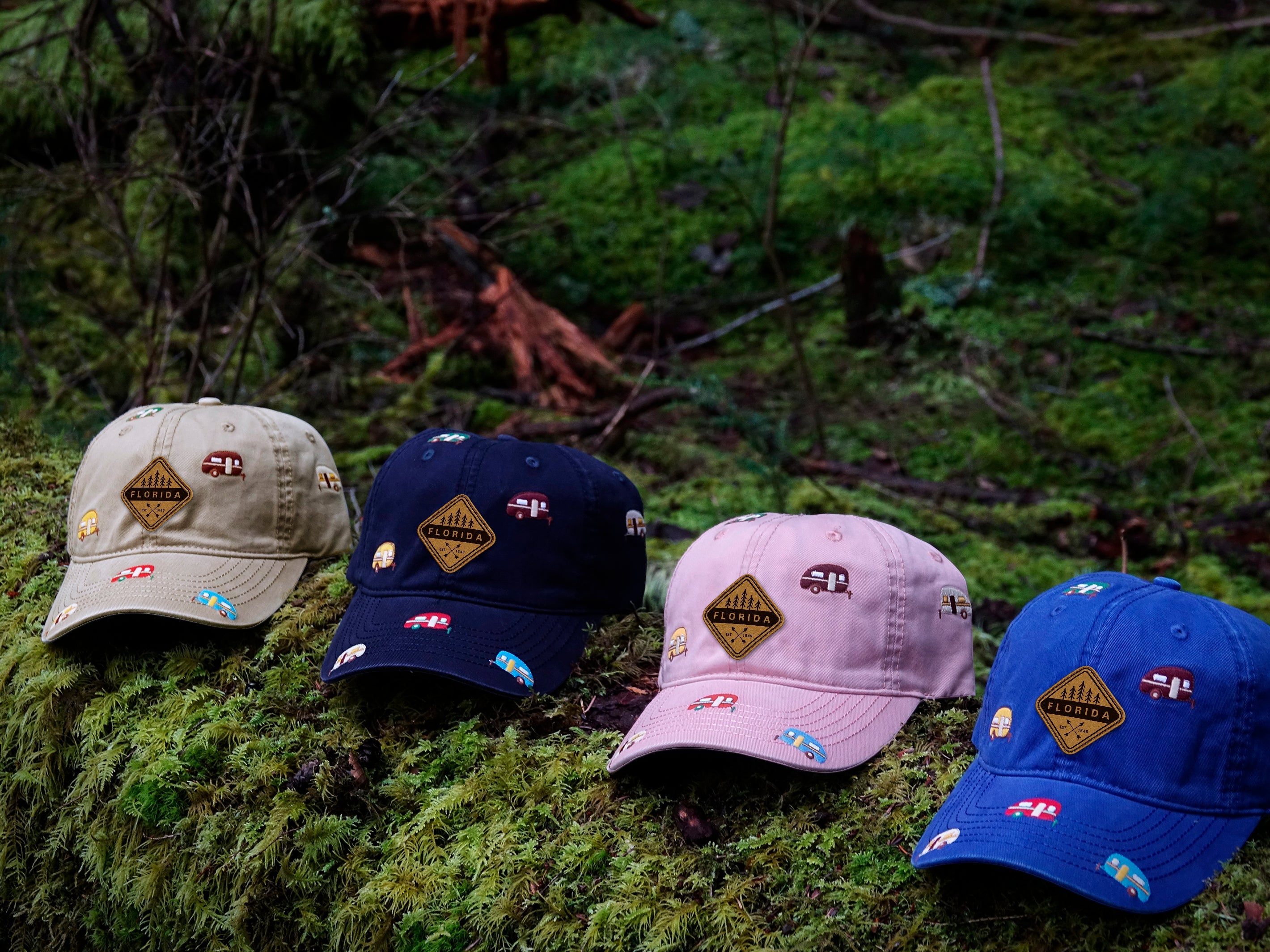 Florida Camper Embroidered Baseball Cap ¨C Outdoor Road Trip Travel Adventure Hat