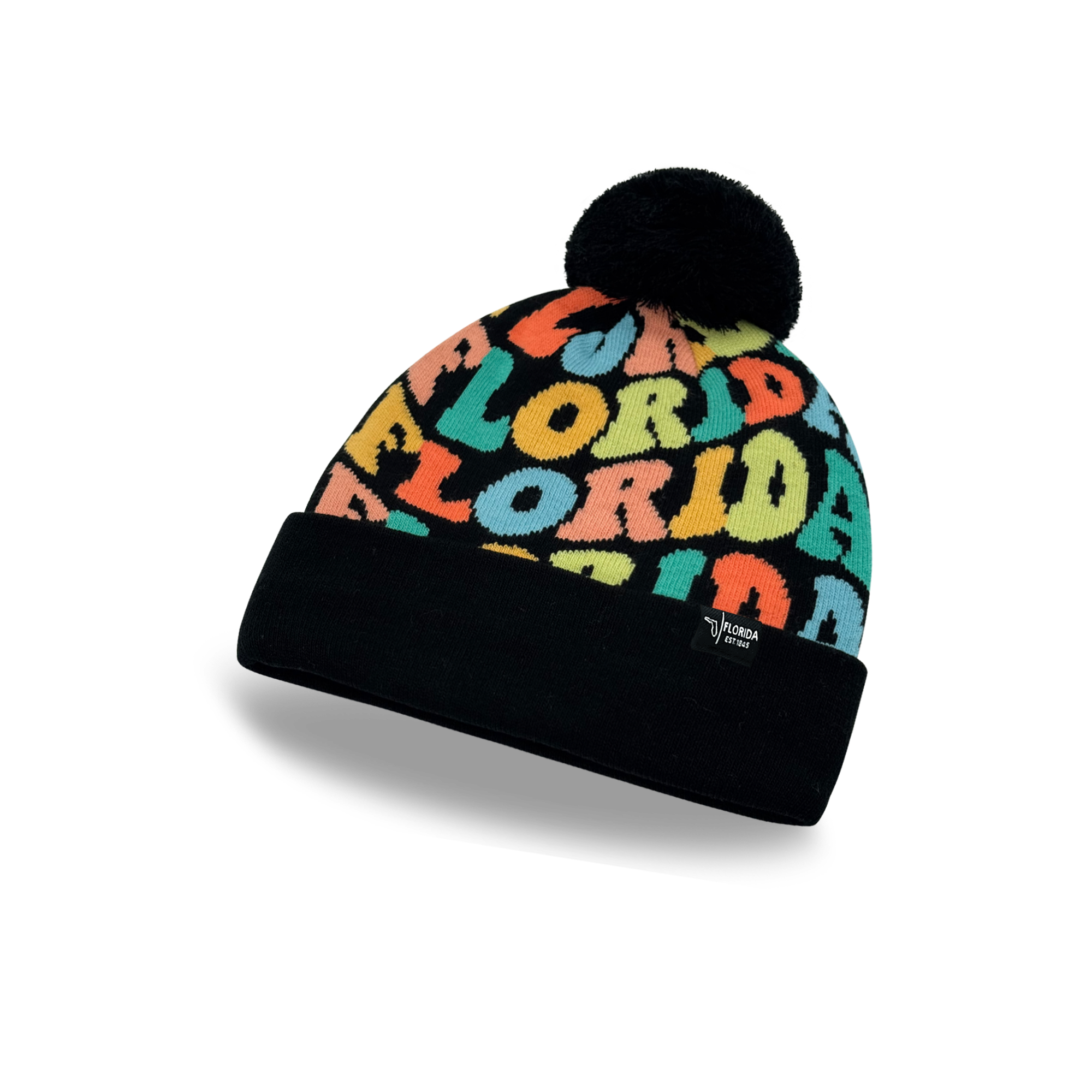 FLORIDA Colorful Pom Pom Beanie - Warm Knitted Winter Hat