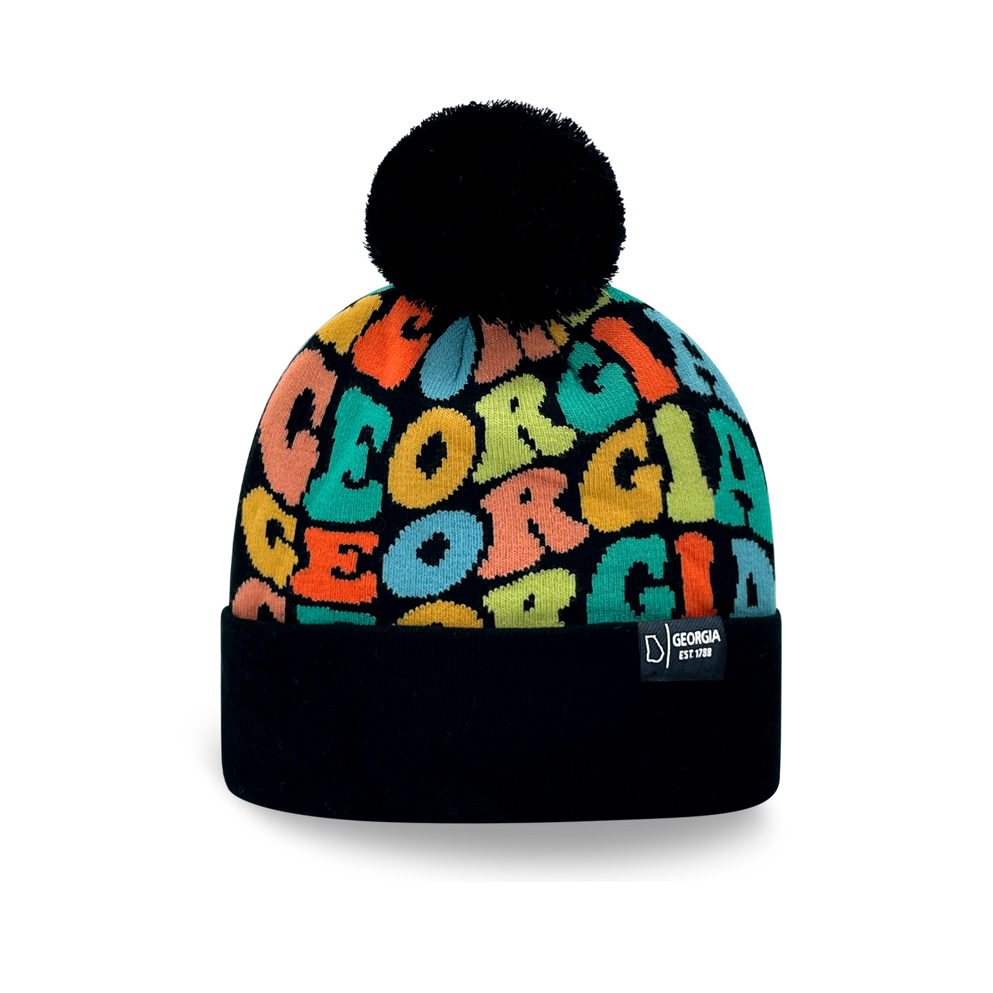 GEORGIA Colorful Pom Pom Beanie - Warm Knitted Winter Hat