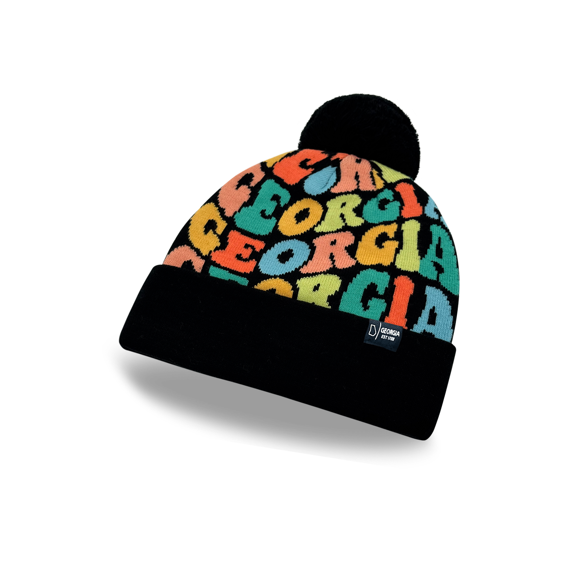 GEORGIA Colorful Pom Pom Beanie - Warm Knitted Winter Hat