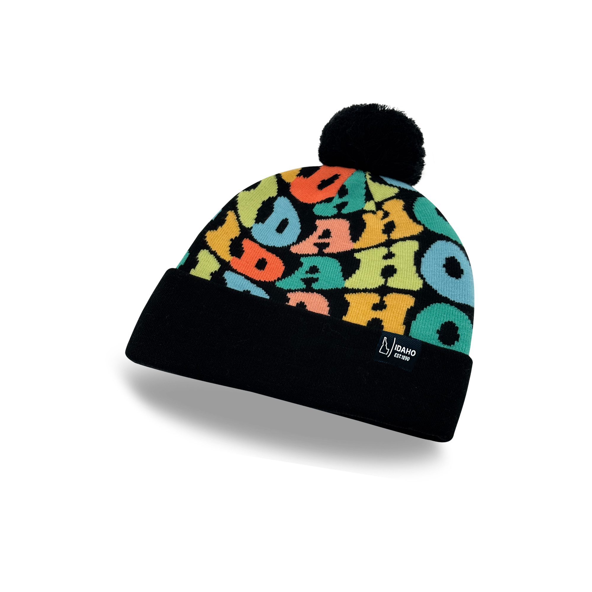 IDAHO Colorful Pom Pom Beanie - Warm Knitted Winter Hat