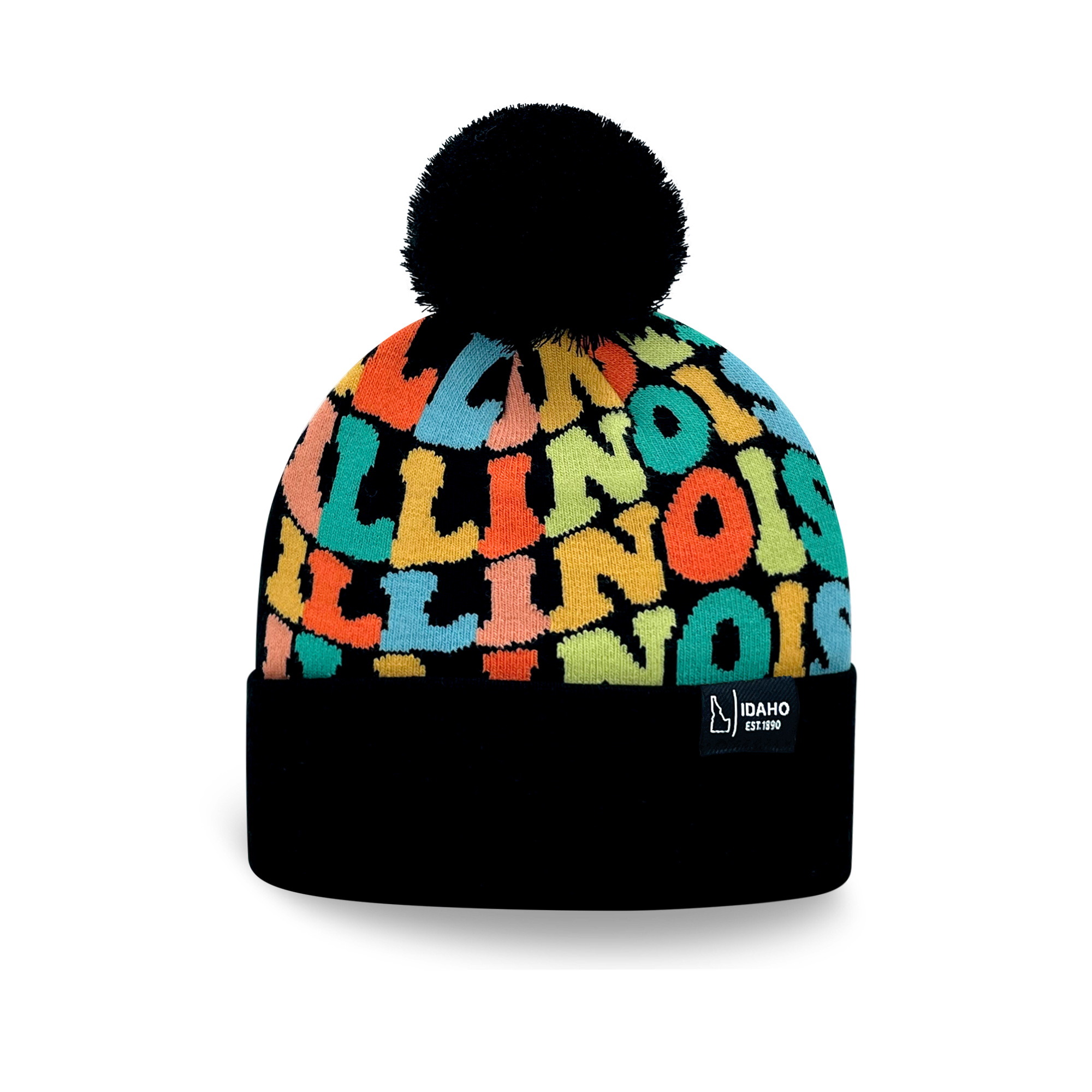 ILLINOIS Colorful Pom Pom Beanie - Warm Knitted Winter Hat
