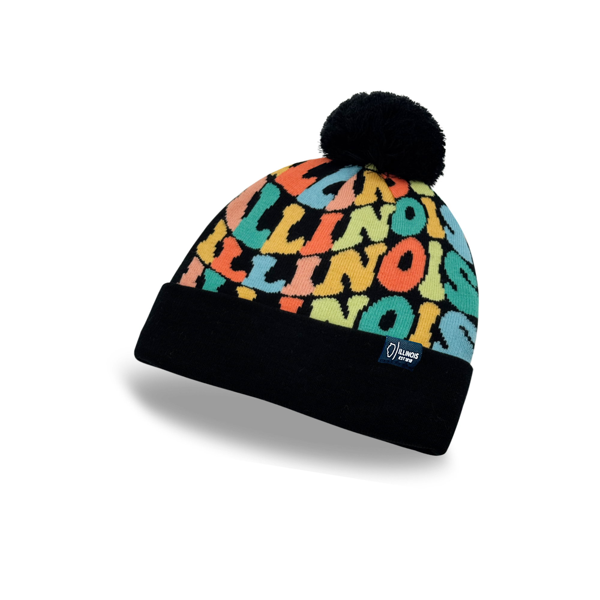 ILLINOIS Colorful Pom Pom Beanie - Warm Knitted Winter Hat
