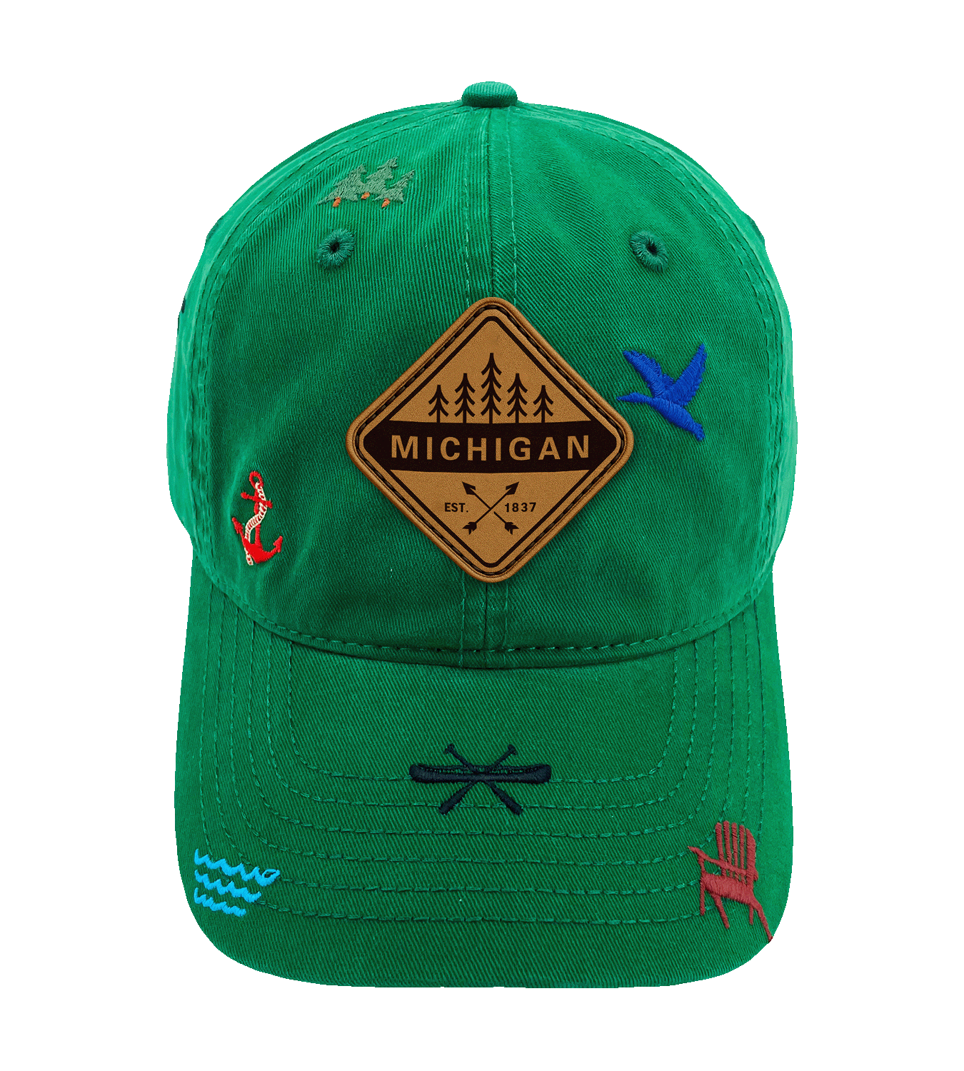 Michigan Baseball Cap - Great Lakes Outdoor Adventure Embroidered Canoe Anchor Hat