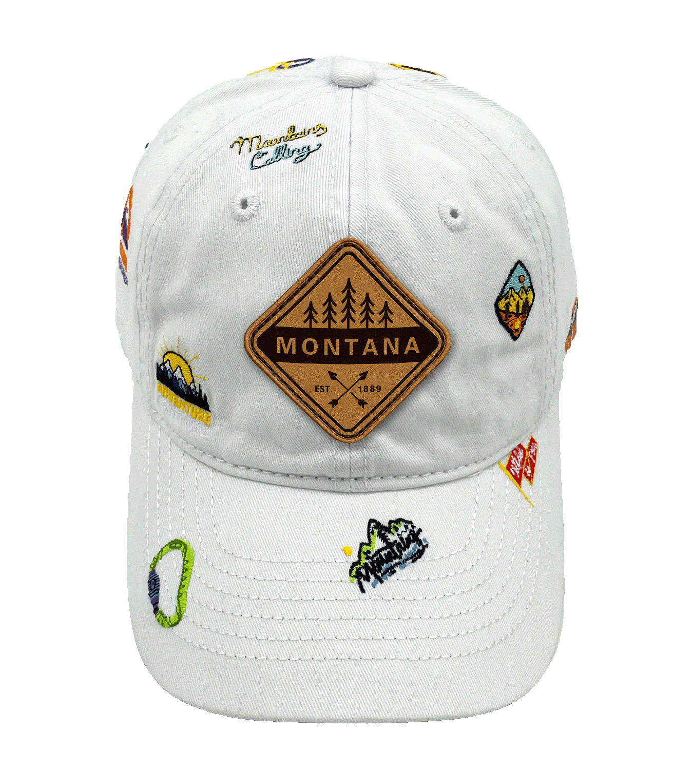 Montana Adventure Icons Baseball Cap - Outdoor Hiking Travel Hat