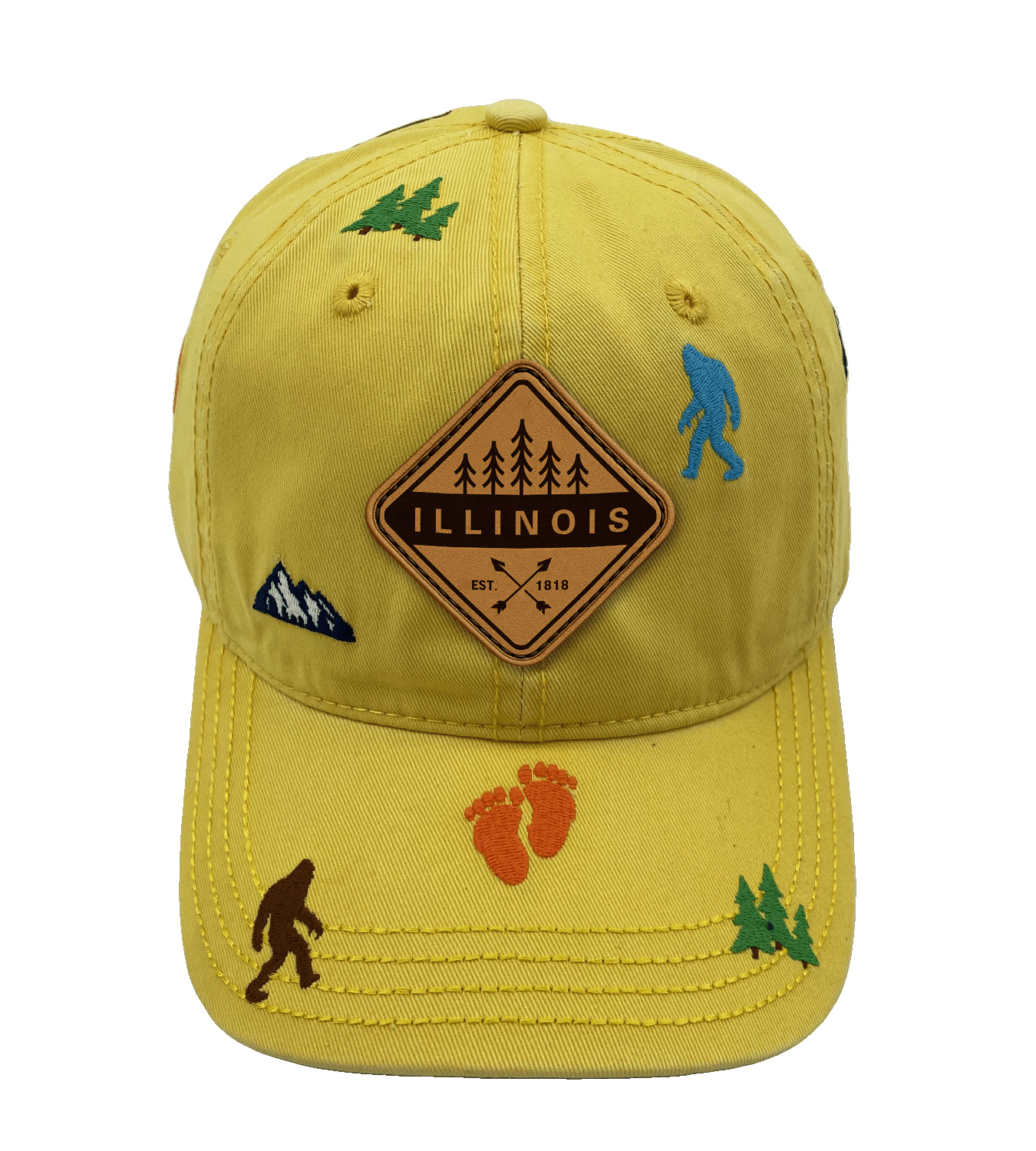 Illinois Bigfoot Adventure Baseball Cap for Hikers, Campers, and Outdoor Enthusiasts