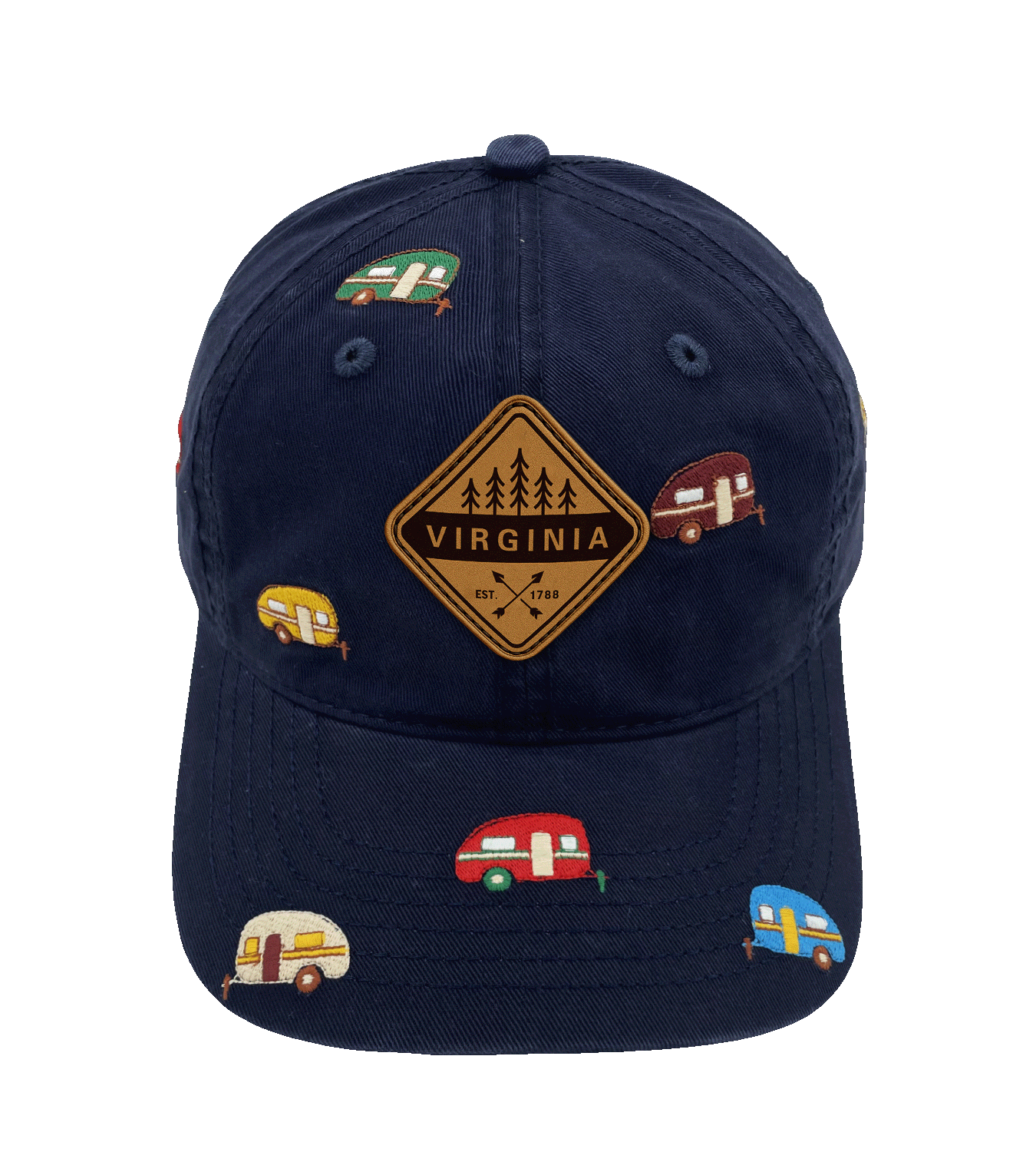 Virginia Camping Trailer Embroidered Adventure Outdoor Baseball Cap for Road Trip & Travel