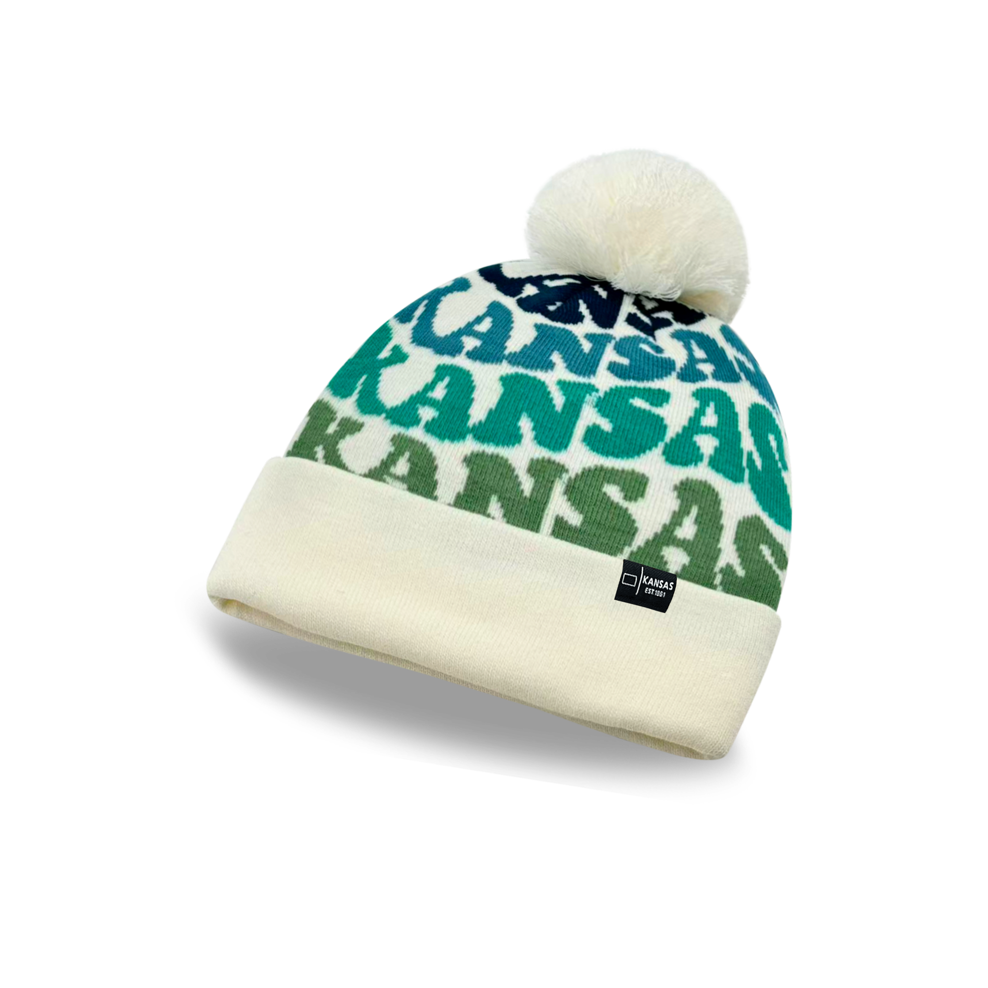 KANSAS Colorful Pom Pom Beanie - Warm Knitted Winter Hat