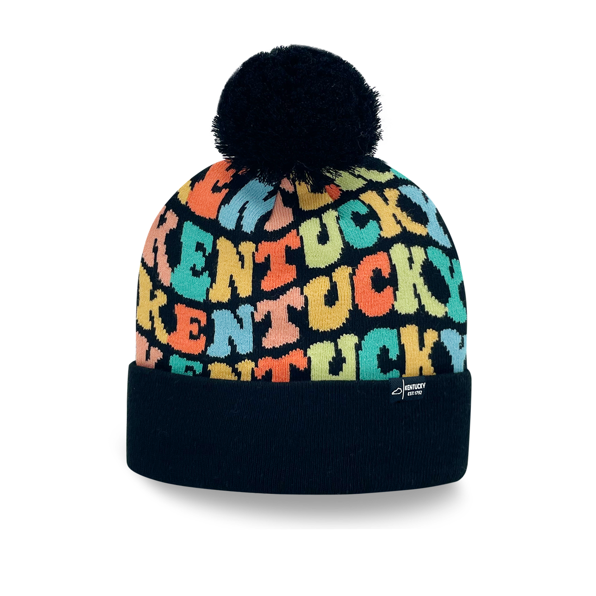 KENTUCKY Colorful Pom Pom Beanie - Warm Knitted Winter Hat