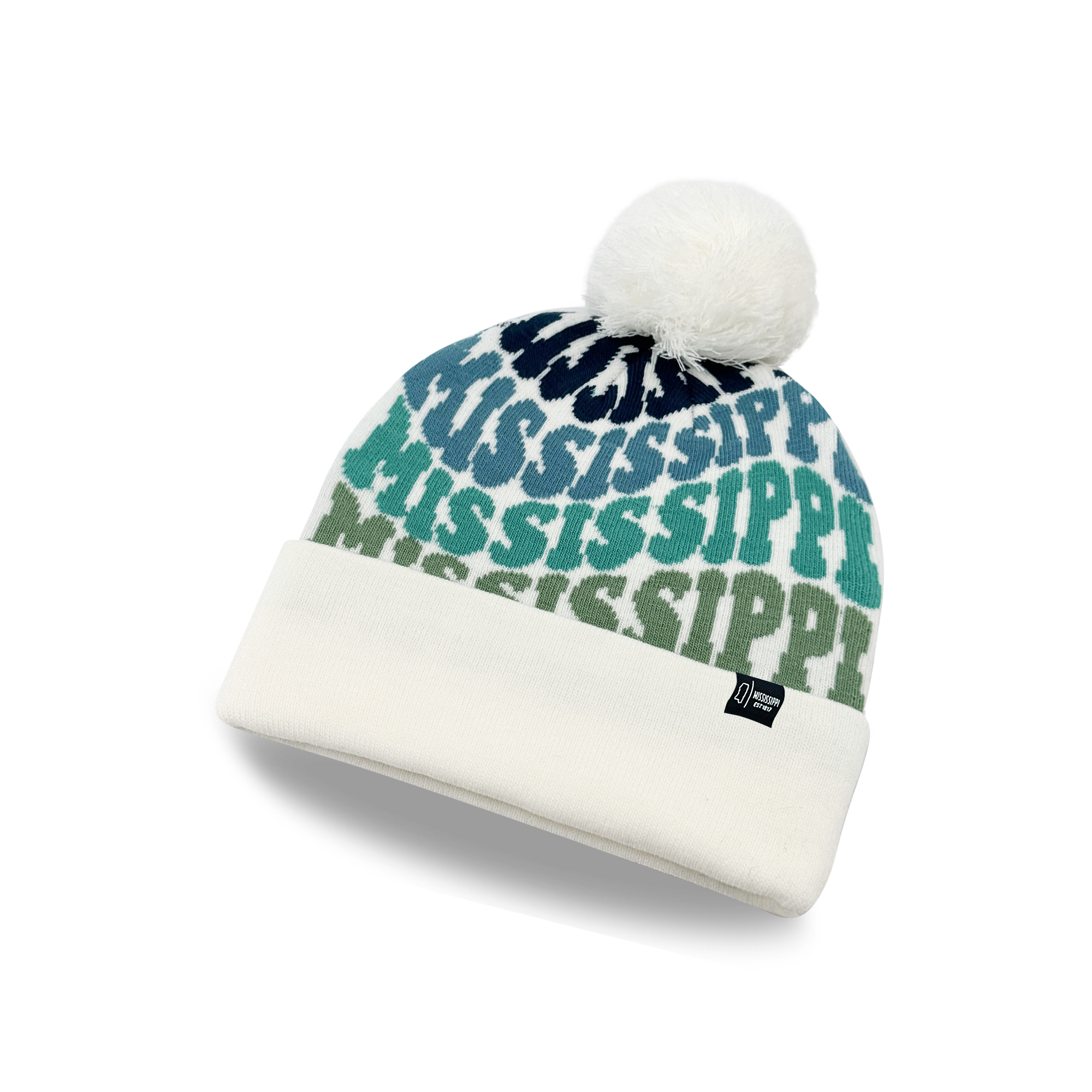 MISSISSIPPI Colorful Pom Pom Beanie - Warm Knitted Winter Hat
