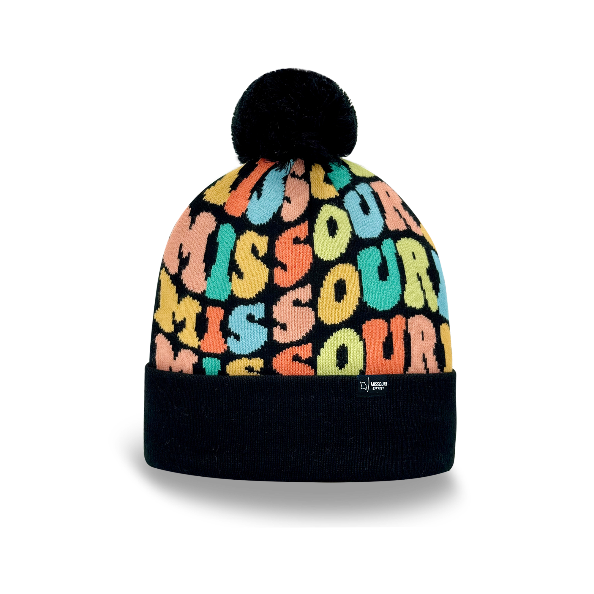 MISSOURI Colorful Pom Pom Beanie - Warm Knitted Winter Hat