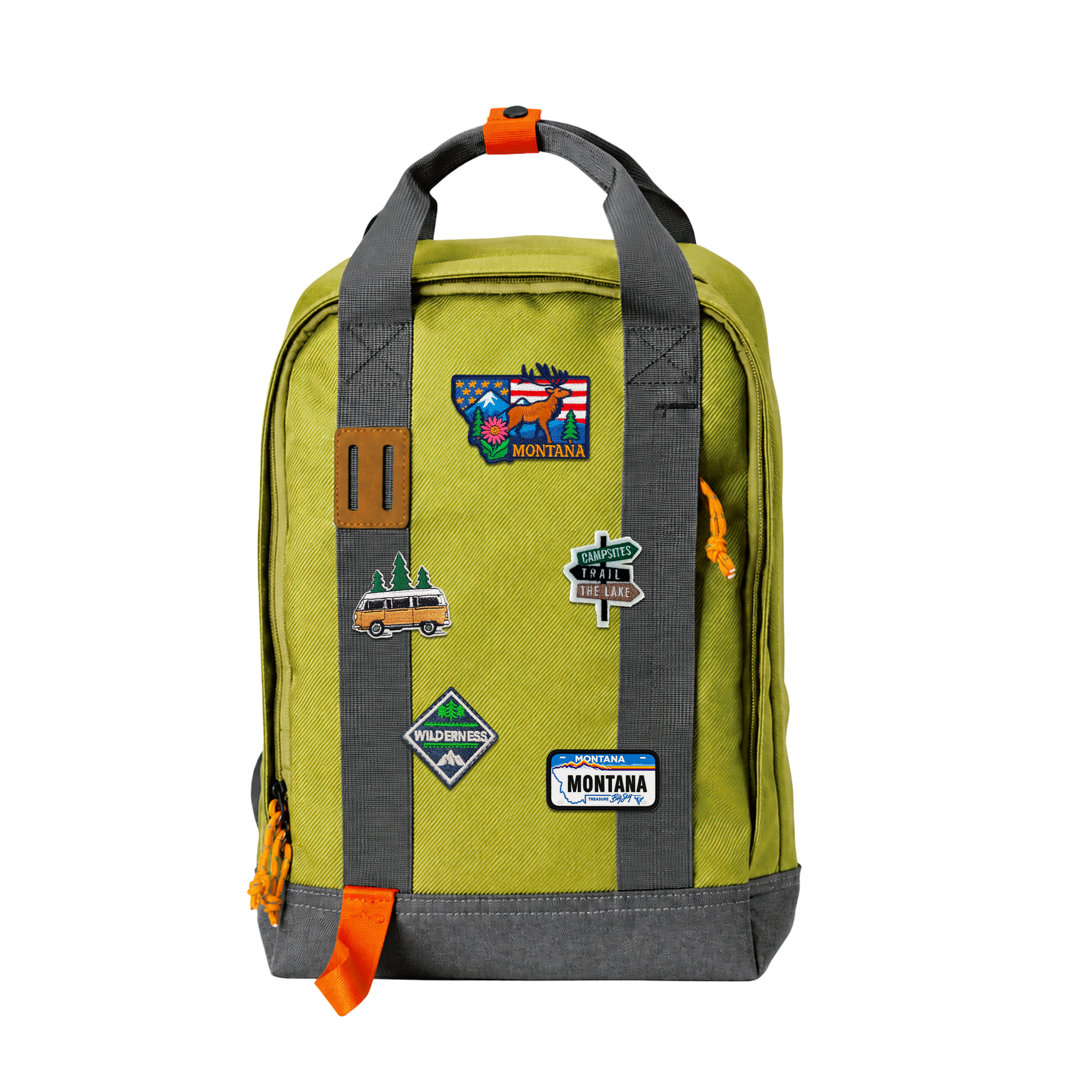 Montana Big Sky Waterproof Camouflage Backpack with Vintage Patches for Travel