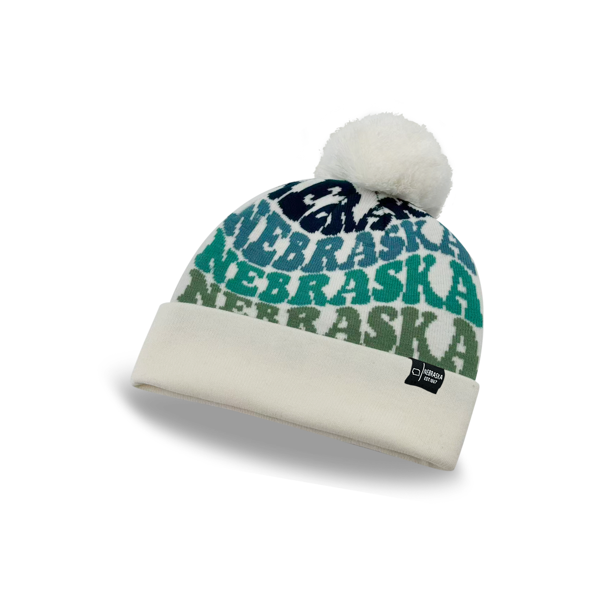 NEBRASKA Colorful Knit Pom Pom Beanie - Retro Winter Warm Hat