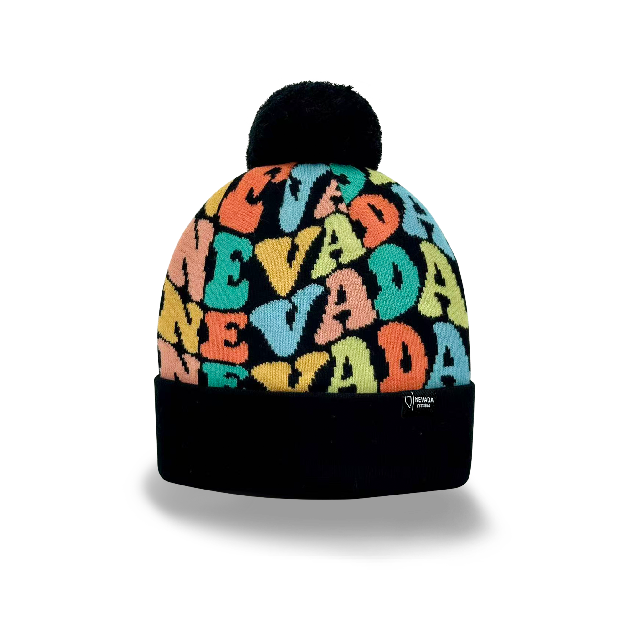 NEVADA Colorful Knit Pom Pom Beanie - Retro Warm Winter Hat