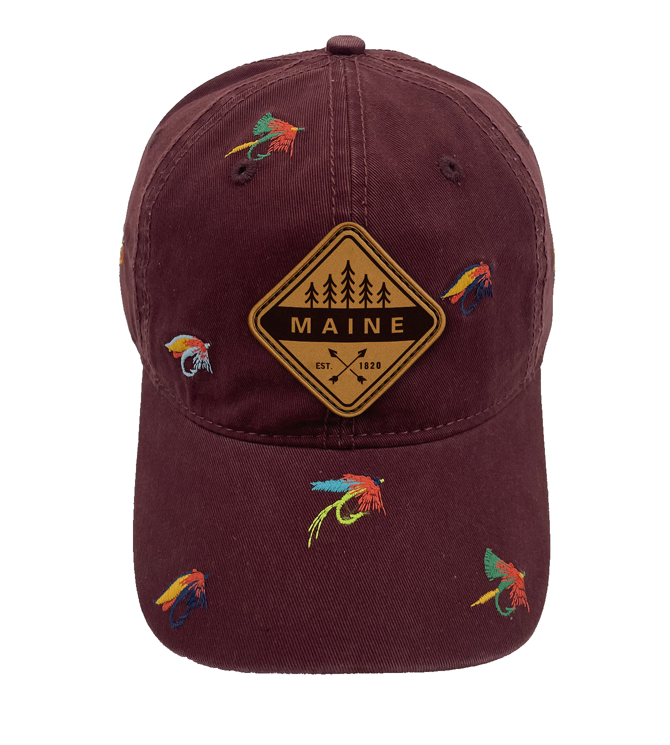 Maine Fly Fishing Embroidered Baseball Cap ¨C Outdoor Adventure Nature Travel Hat