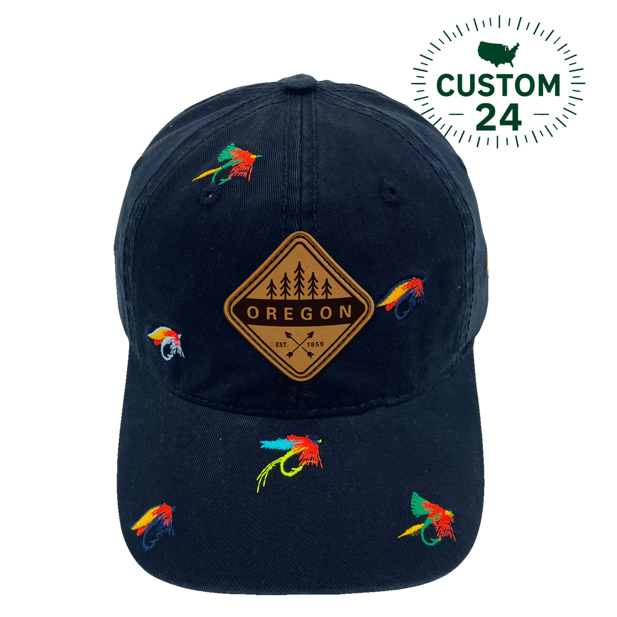 Oregon Fly Fishing Embroidered Baseball Cap | Outdoor Adventure Nature Travel Hat