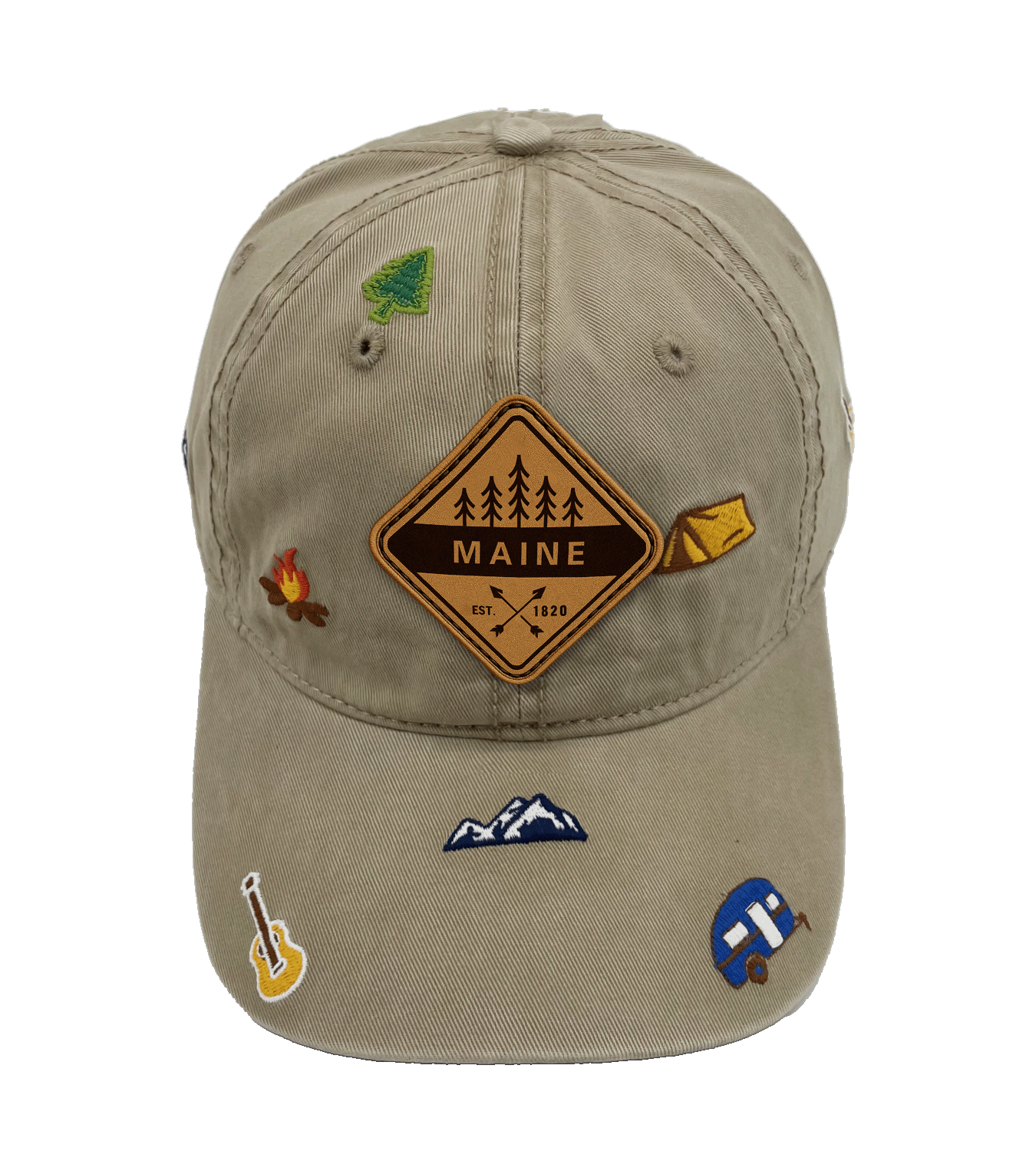 Maine Outdoor Embroidered Baseball Cap, Adventure Camping Nature Hat for Hikers and Travelers