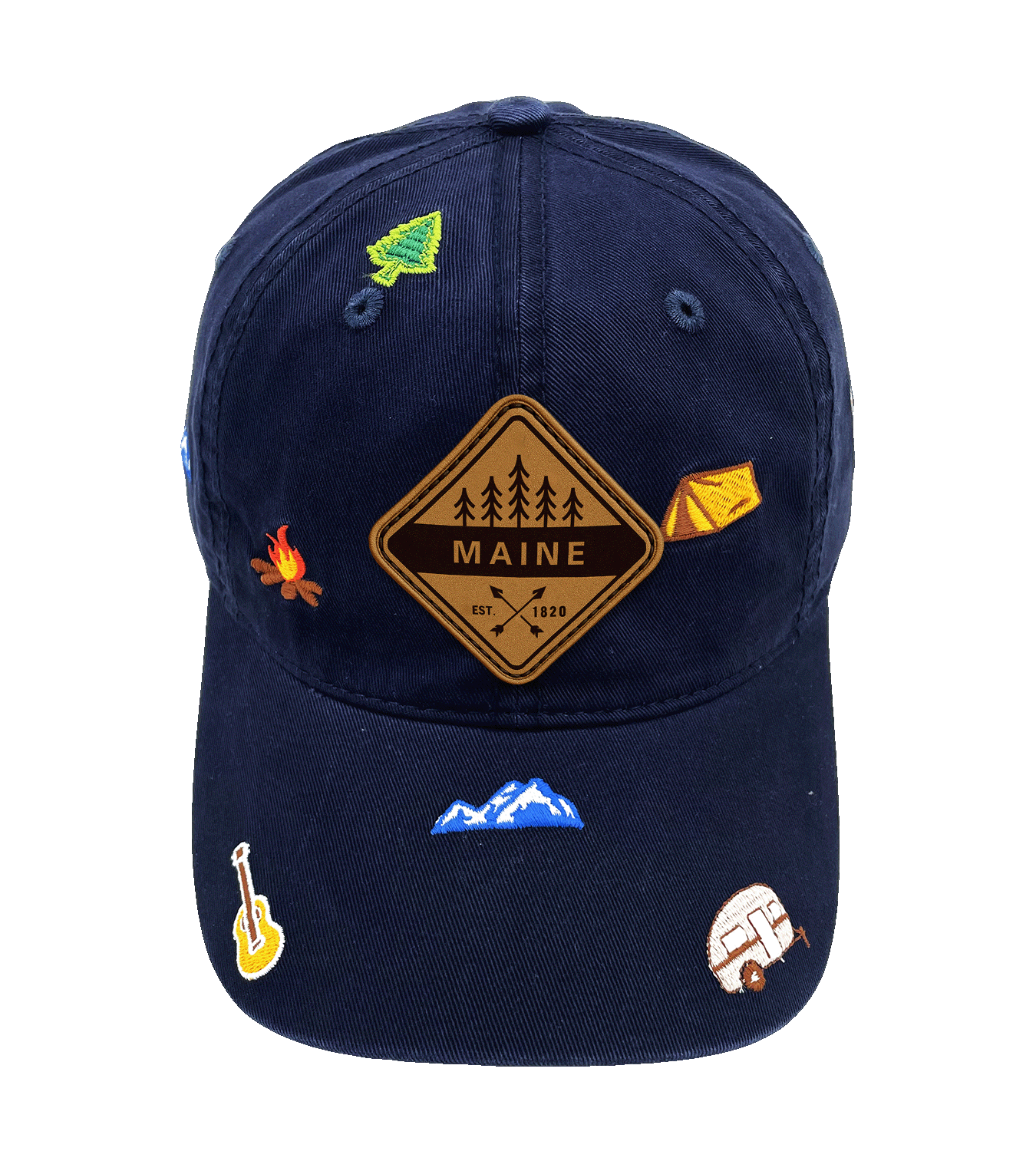 Maine Outdoor Embroidered Baseball Cap, Adventure Camping Nature Hat for Hikers and Travelers