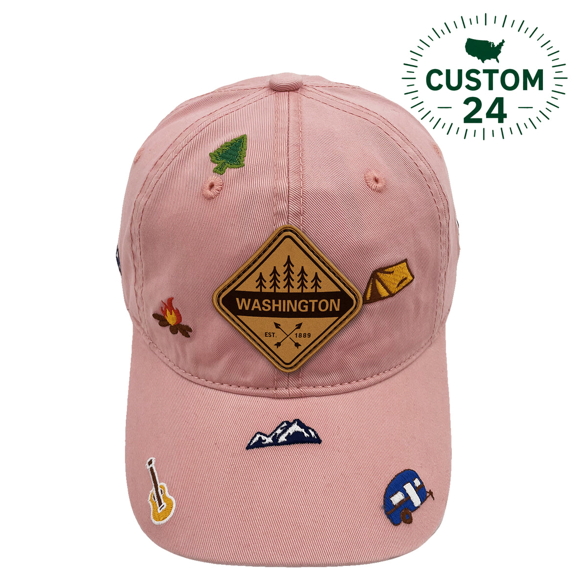Washington Outdoor Embroidered Baseball Cap, Adventure Camping Travel Nature Hat for Hikers and Travelers