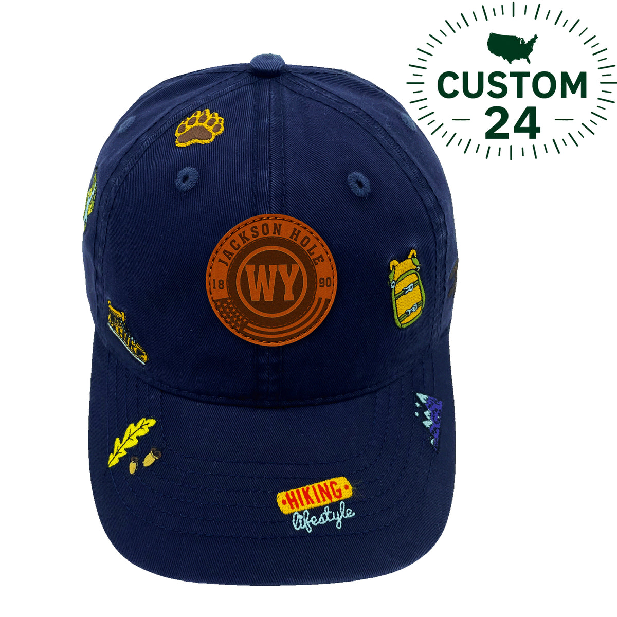 Jackson Hole Wyoming Hiking Adventure Embroidered Outdoor Baseball Cap for Travel & Campin