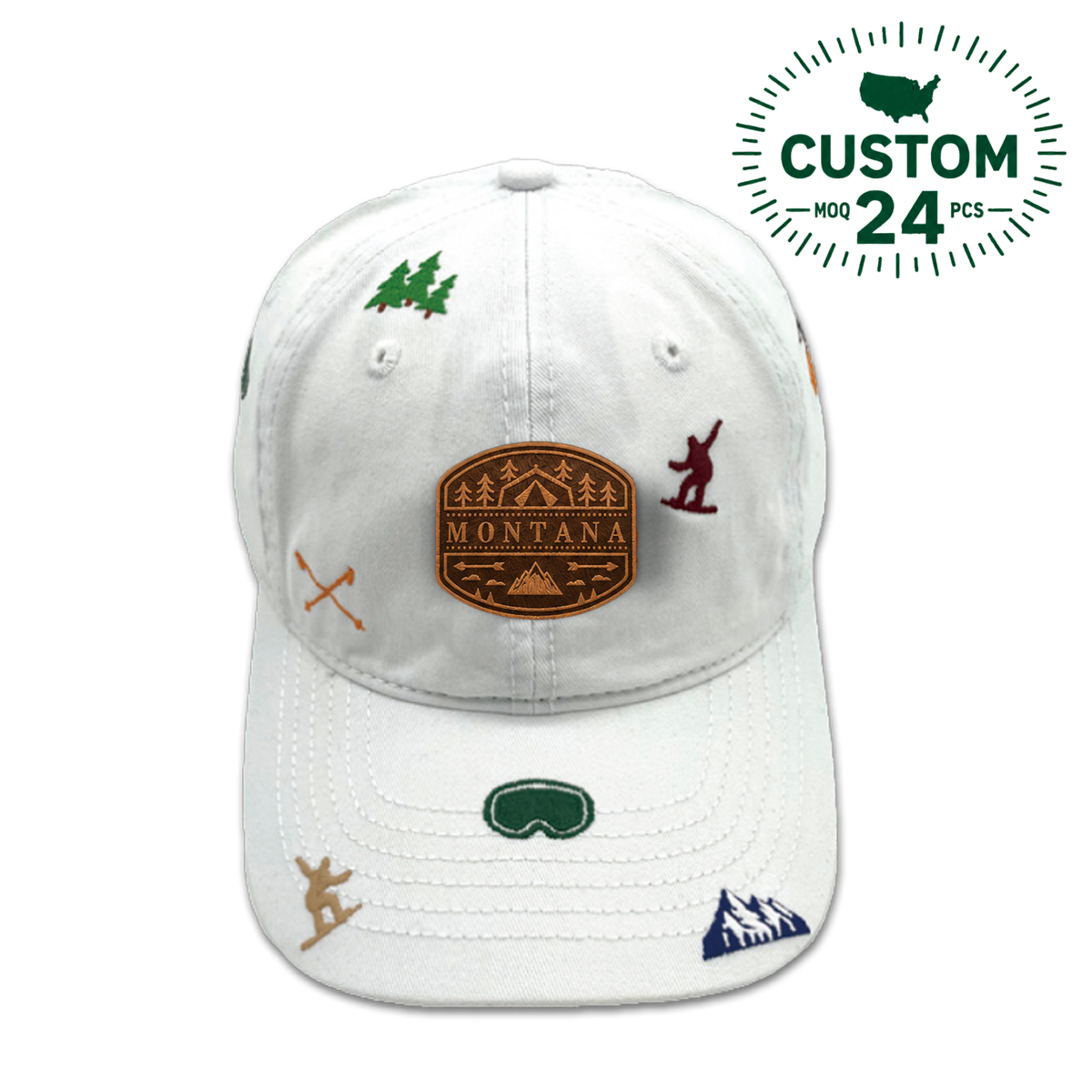 Montana Mountain Lifestyle All Over Embroidered Baseball Cap