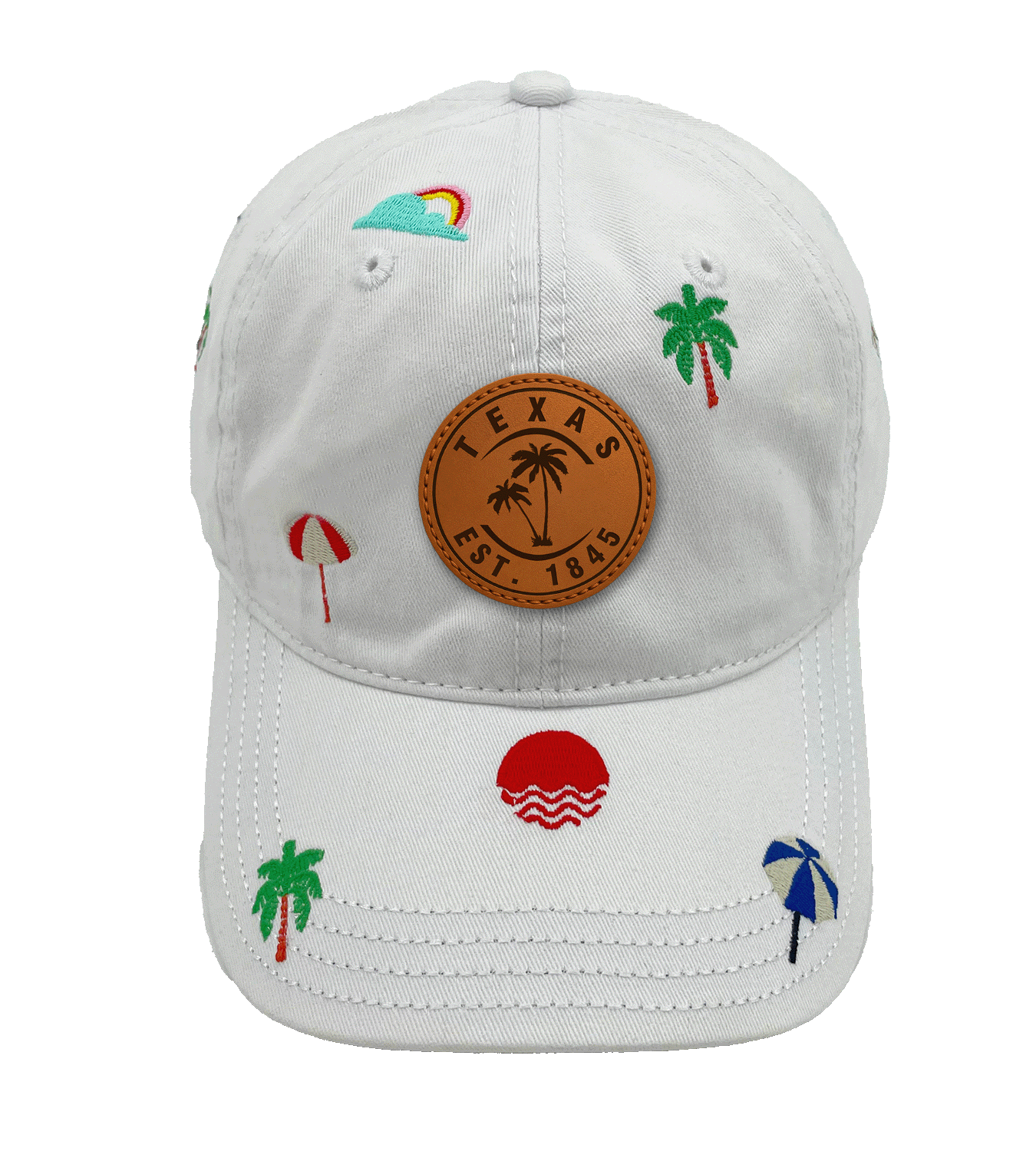 Texas Beach Embroidered Baseball Cap ¨C Palm Tree Summer Vacation Outdoor Hat