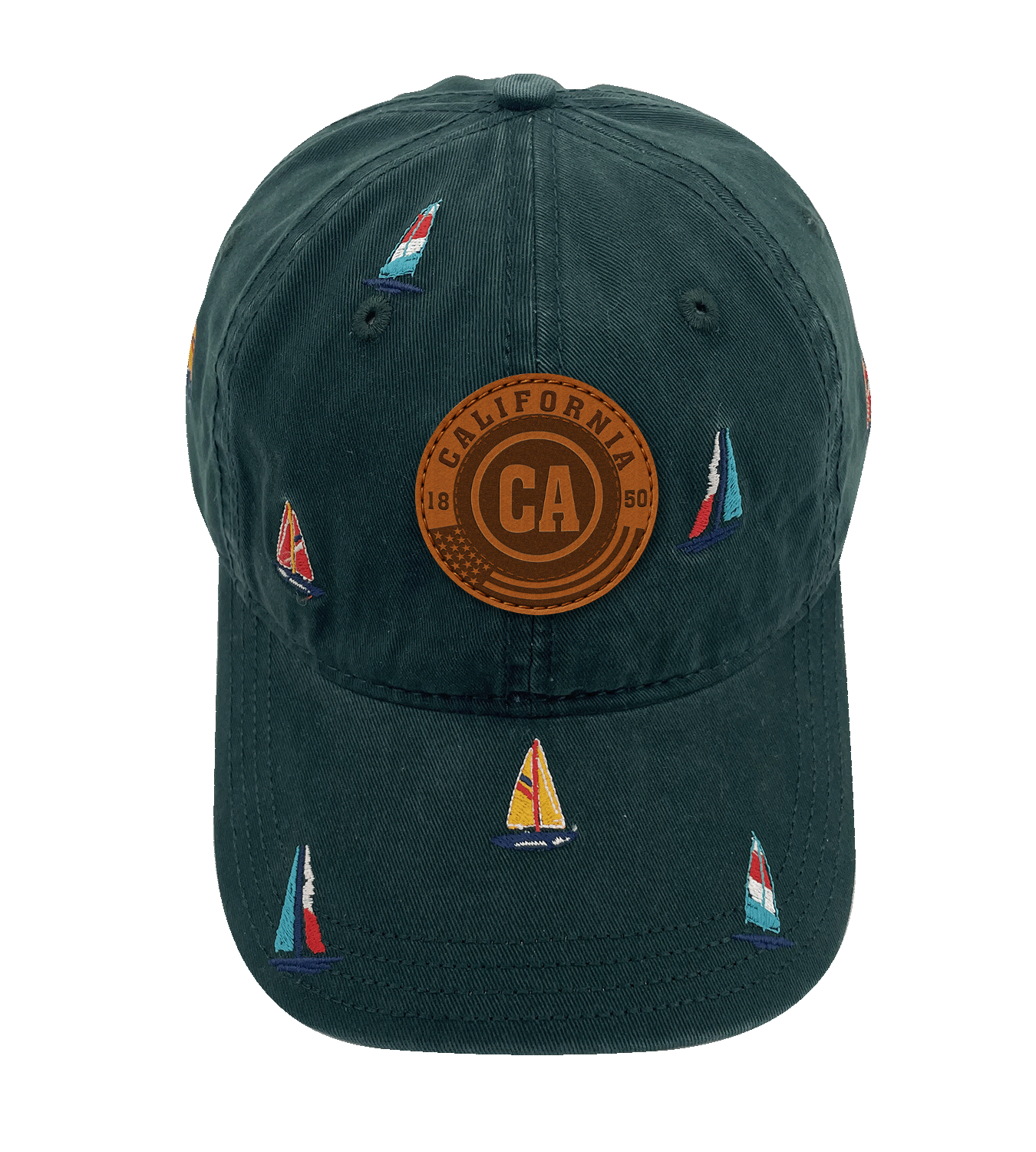 California Sailboat Embroidered Baseball Cap ¨C Nautical Coastal Adventure Hat for Travelers