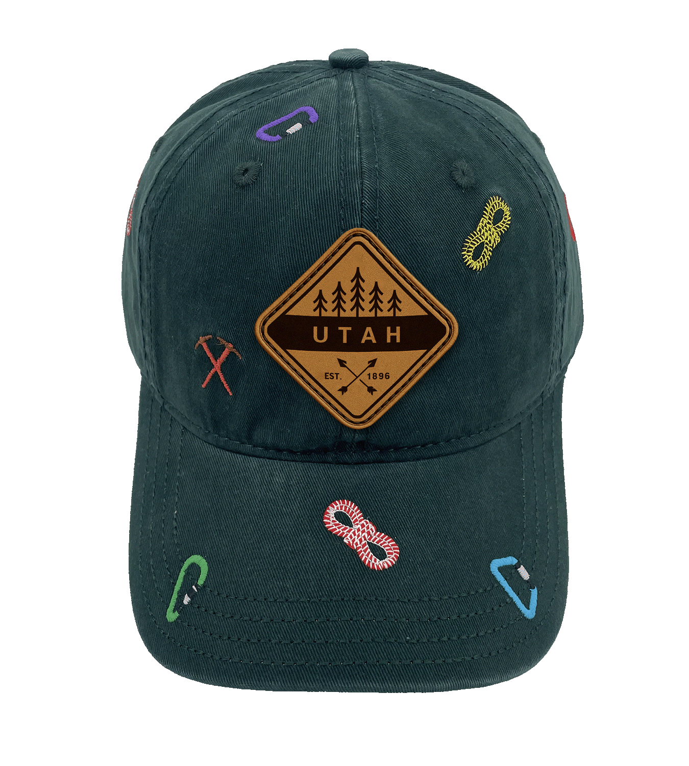 Utah Hiking Adventure Baseball Cap ¨C Climbing Rope & Carabiner Embroidered Outdoor Hat for Travelers