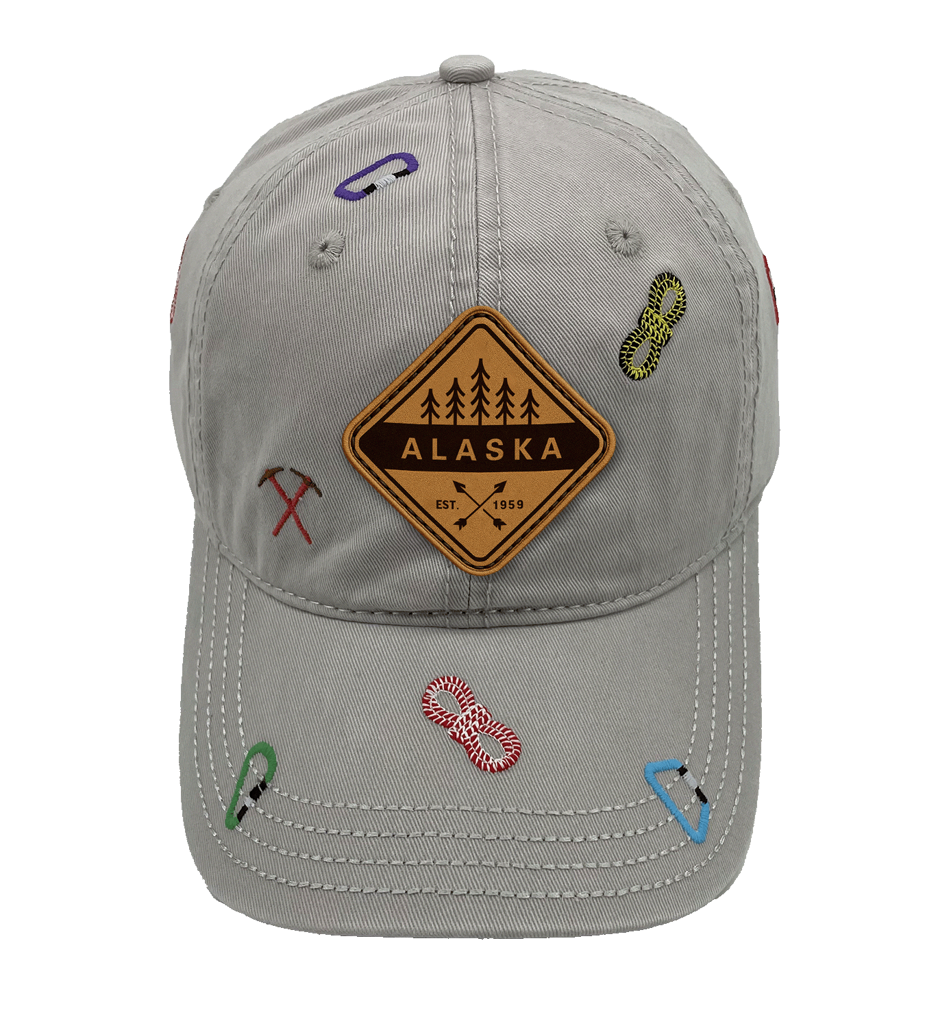 Alaska Hiking Adventure Baseball Cap ¨C Outdoor Climbing Rope & Carabiner Embroidered Hat for Travelers