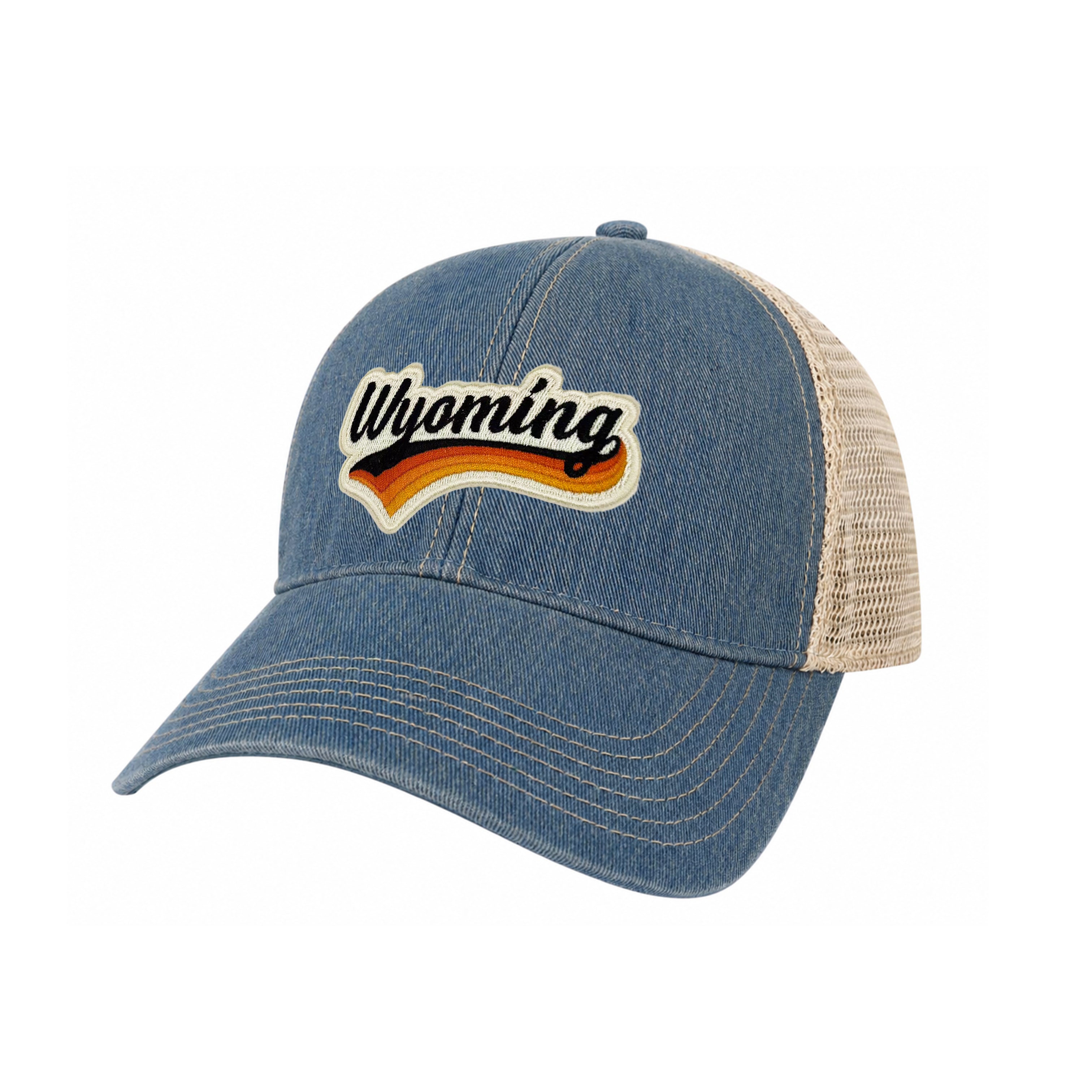 Wyoming Vintage Patch Trucker Cap | Cotton Mesh Snapback Souvenir Hat