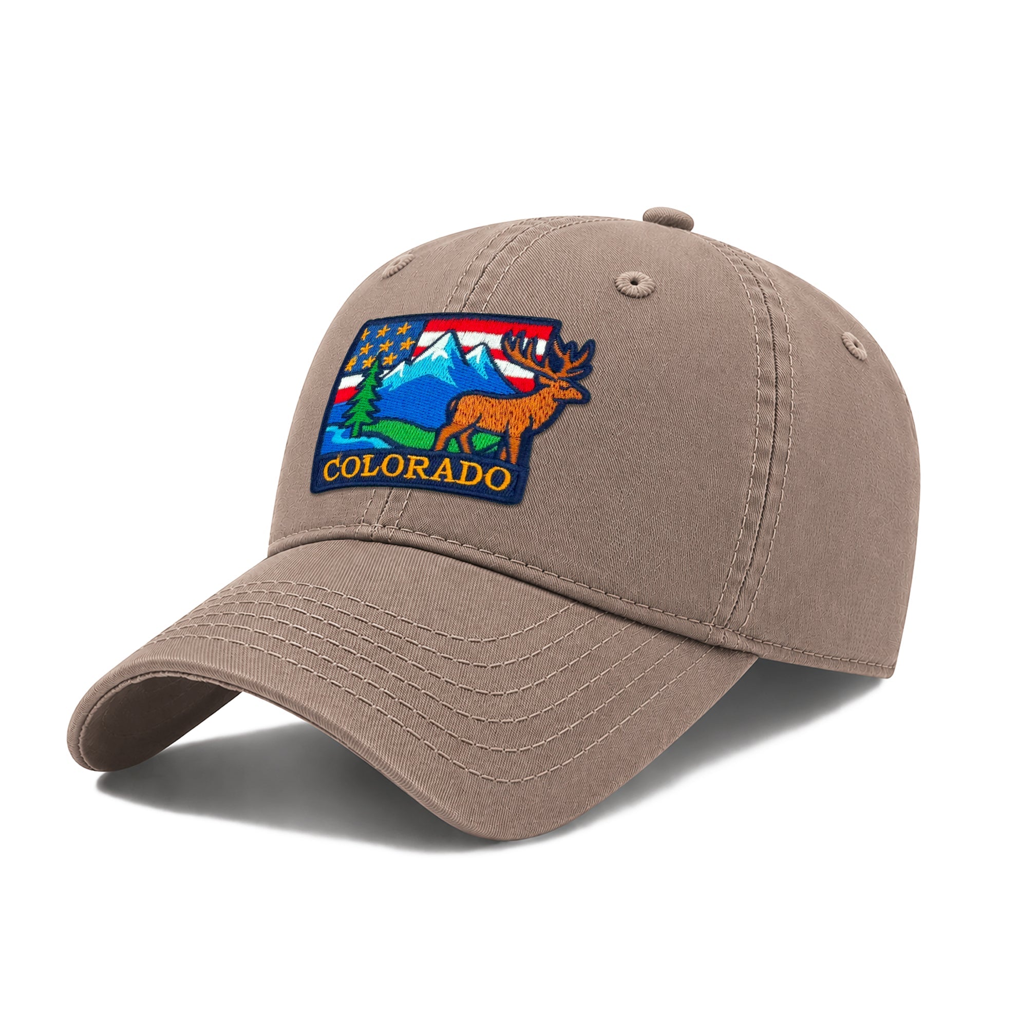 Colorado Rocky Mountain Baseball Cap with Embroidered Elk Patch for Men Women