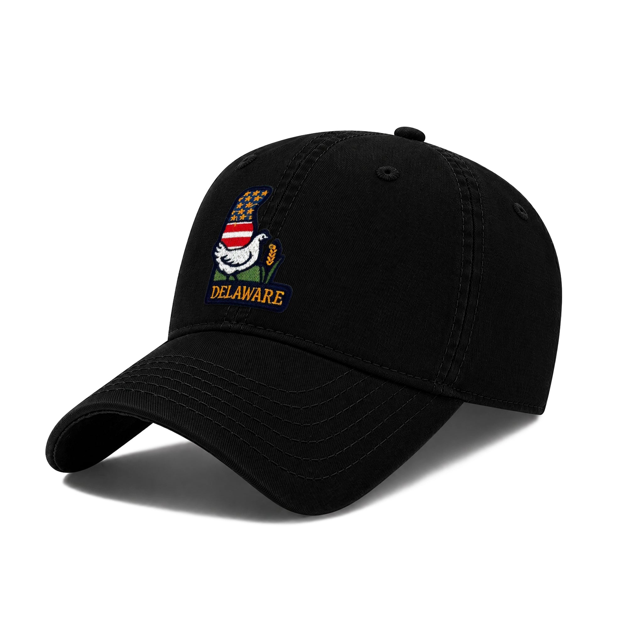Delaware First State Baseball Cap with Embroidered Blue Hen Bird Patch