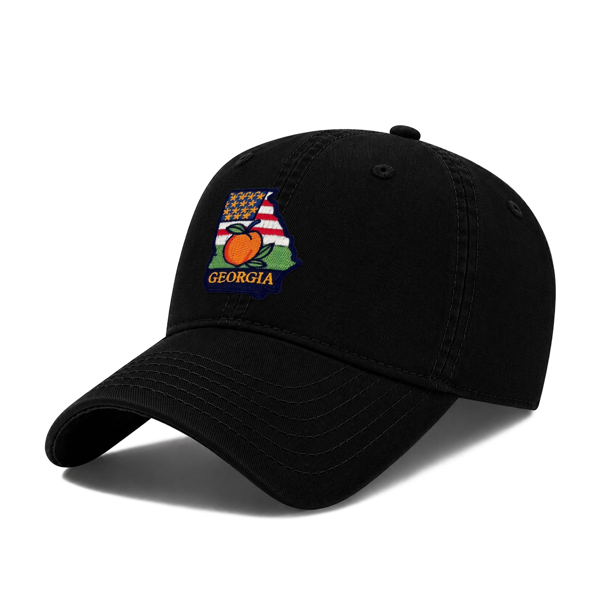 Georgia Peach State Adjustable Dad Hat with Southern Orchard Art Patch