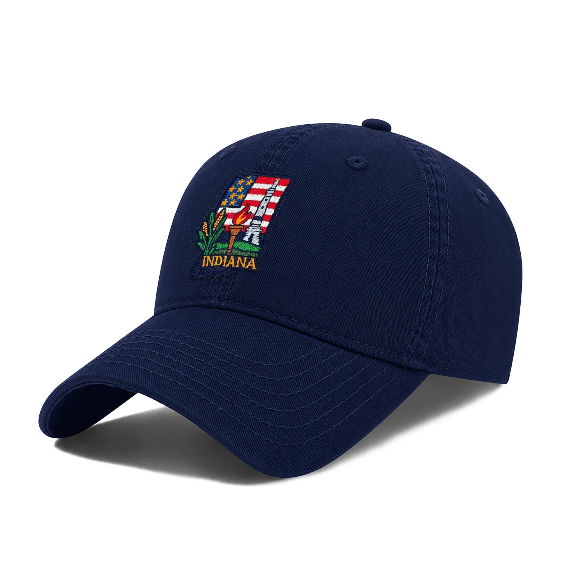 Indiana State Icons Low Profile Garment Wash Cotton Baseball Caps Mens Womens