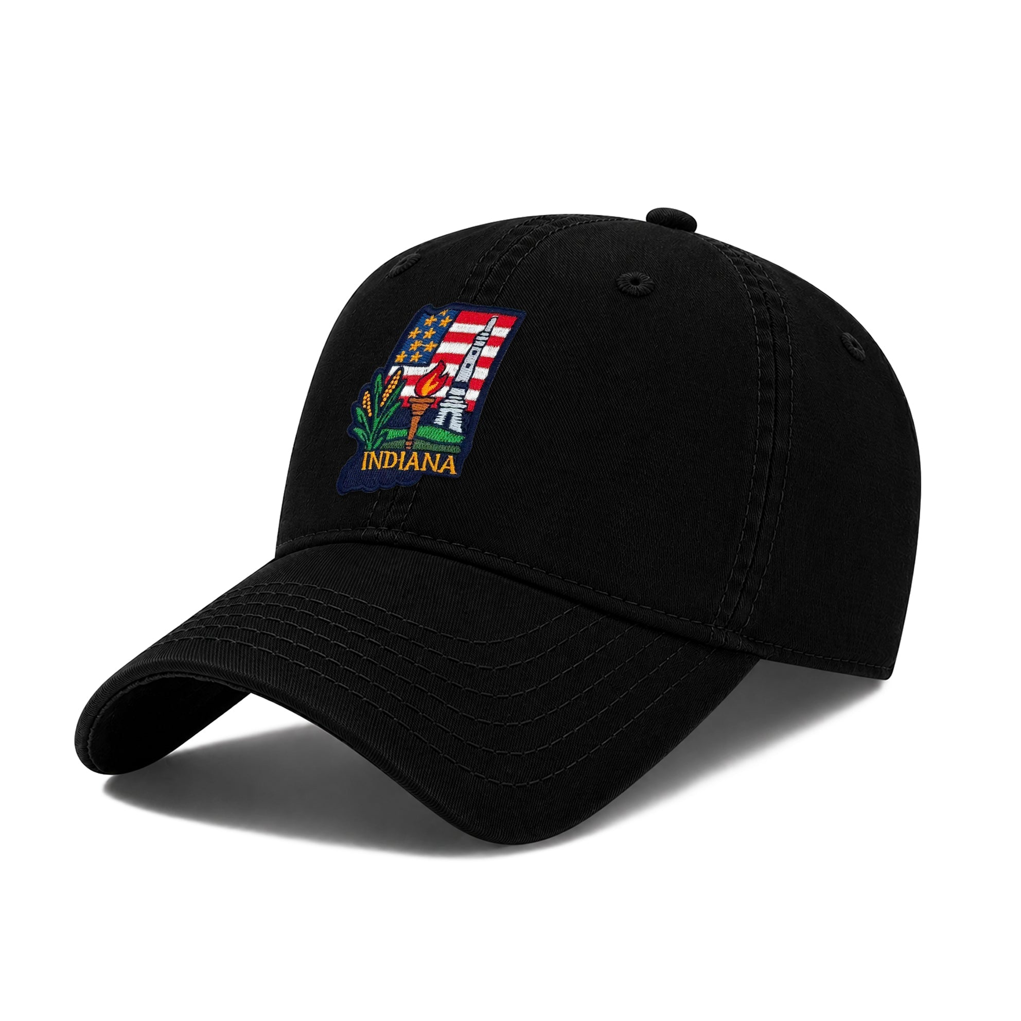 Indiana State Icons Low Profile Garment Wash Cotton Baseball Caps Mens Womens